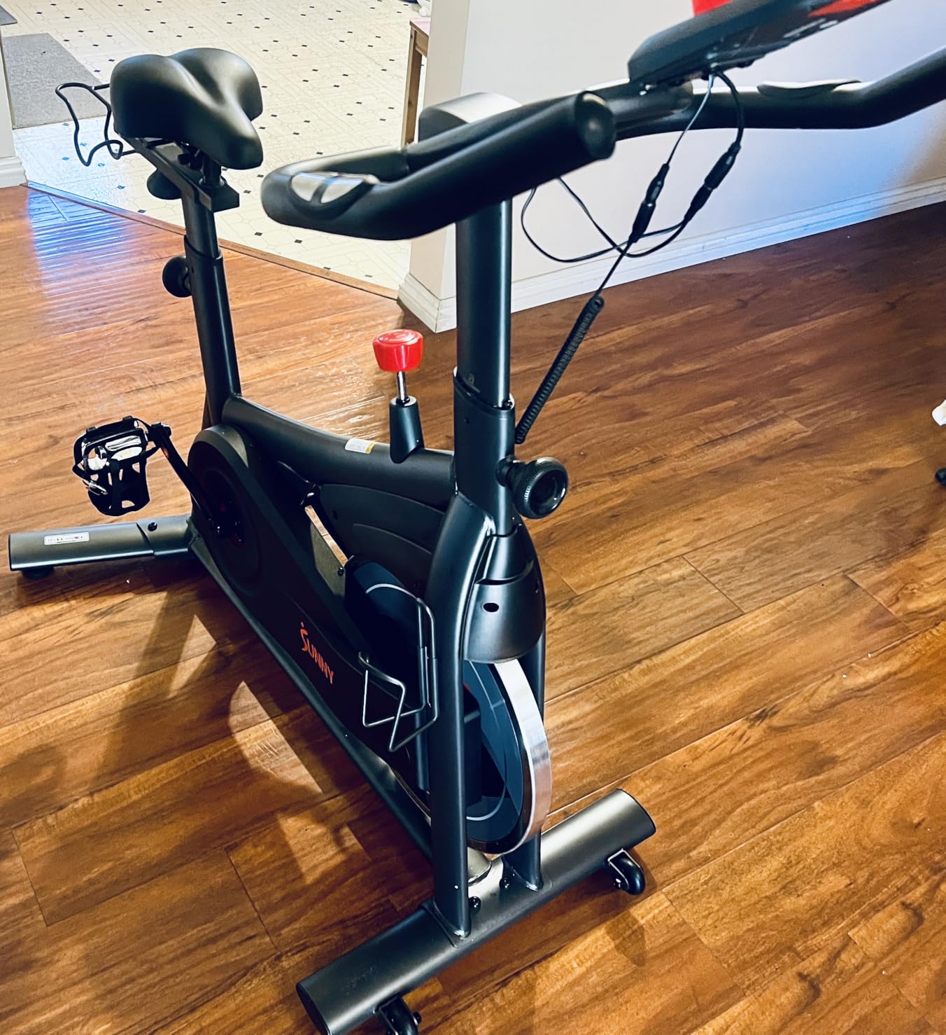 Sunny Health & Fitness Smart Indoor Cycling Bike for Home Cardio Exercise, Free SunnyFit App Connectivity, Magnetic Resistance, Up to 40LB Flywheel, Custom Riding Position, Wide Inseam Range customer photo 1