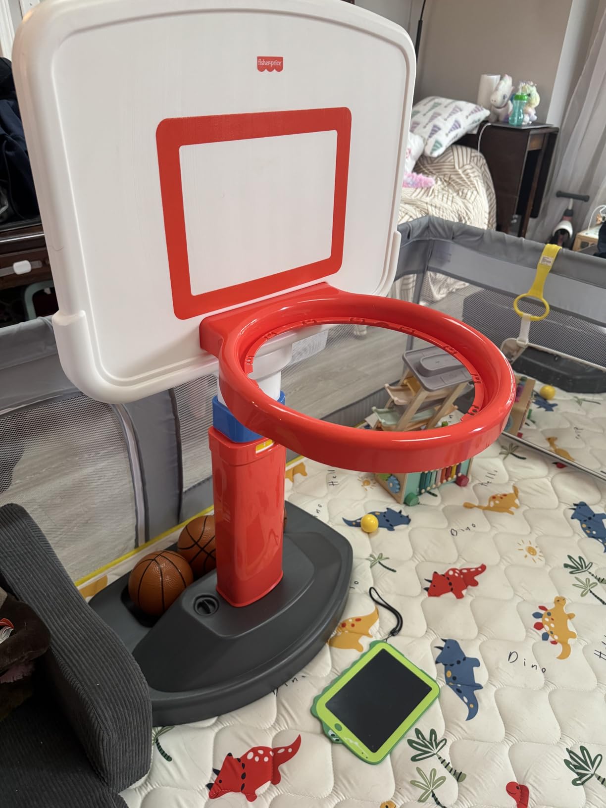 Fisher-Price Grow-to-Pro Basketball Hoop for Toddlers & Kids - Adjustable Height Indoor/Outdoor Play Set with Ball, 18 Months - 5 Year customer photo 1