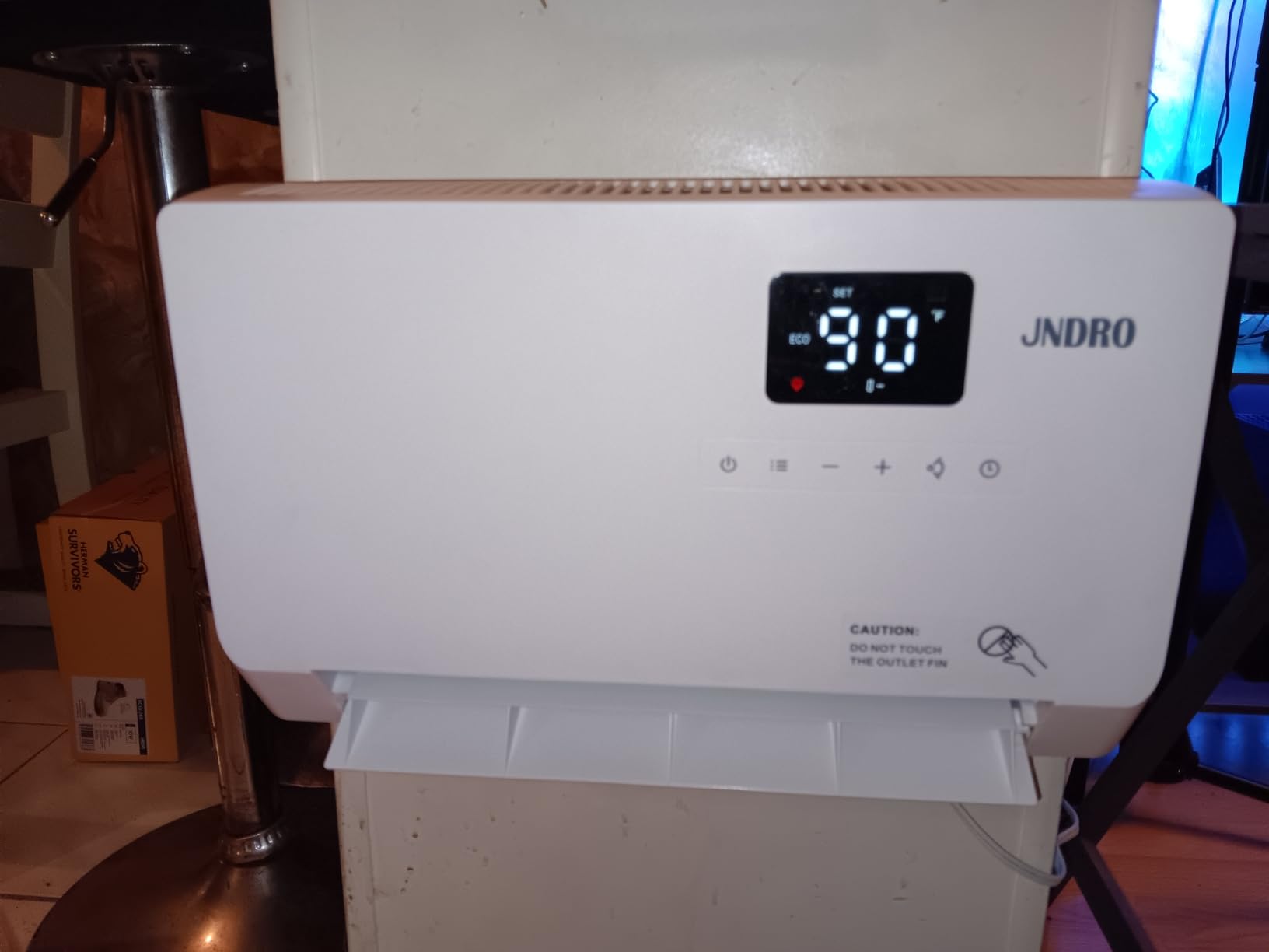 JNDRO Wall-Mounted Space Heater with Thermostat and Remote Control | 1500W Electric Quiet Wall Heater, LED Display, ECO Mode, 60°/90°/120° Oscillation, 24-Hour Timer, Easy-Mount for Indoor Use customer photo 1