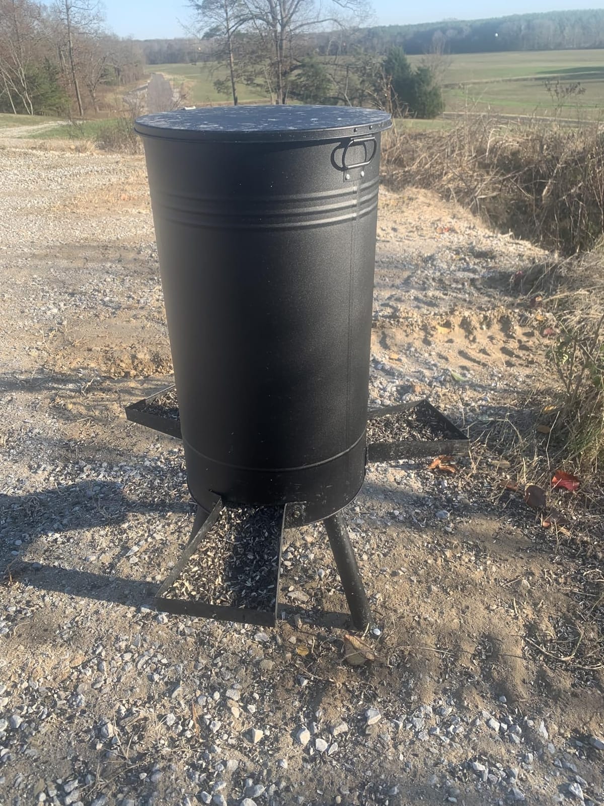 Solution4Patio 50-75 LB Large Metal Hunting Game Feeder, Heavy Duty Free Standing Deer Feeder, Portable Gravity Deer Feeder Automatic Dispenser, Weather-Proof (Red) customer photo 1