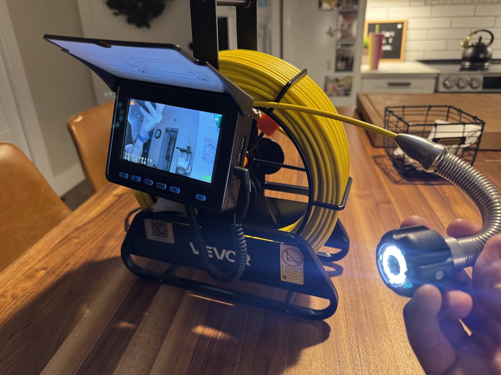 VEVOR Sewer Camera, 98 ft/30m, Self-Leveling Drain Inspection Camera with 4.3