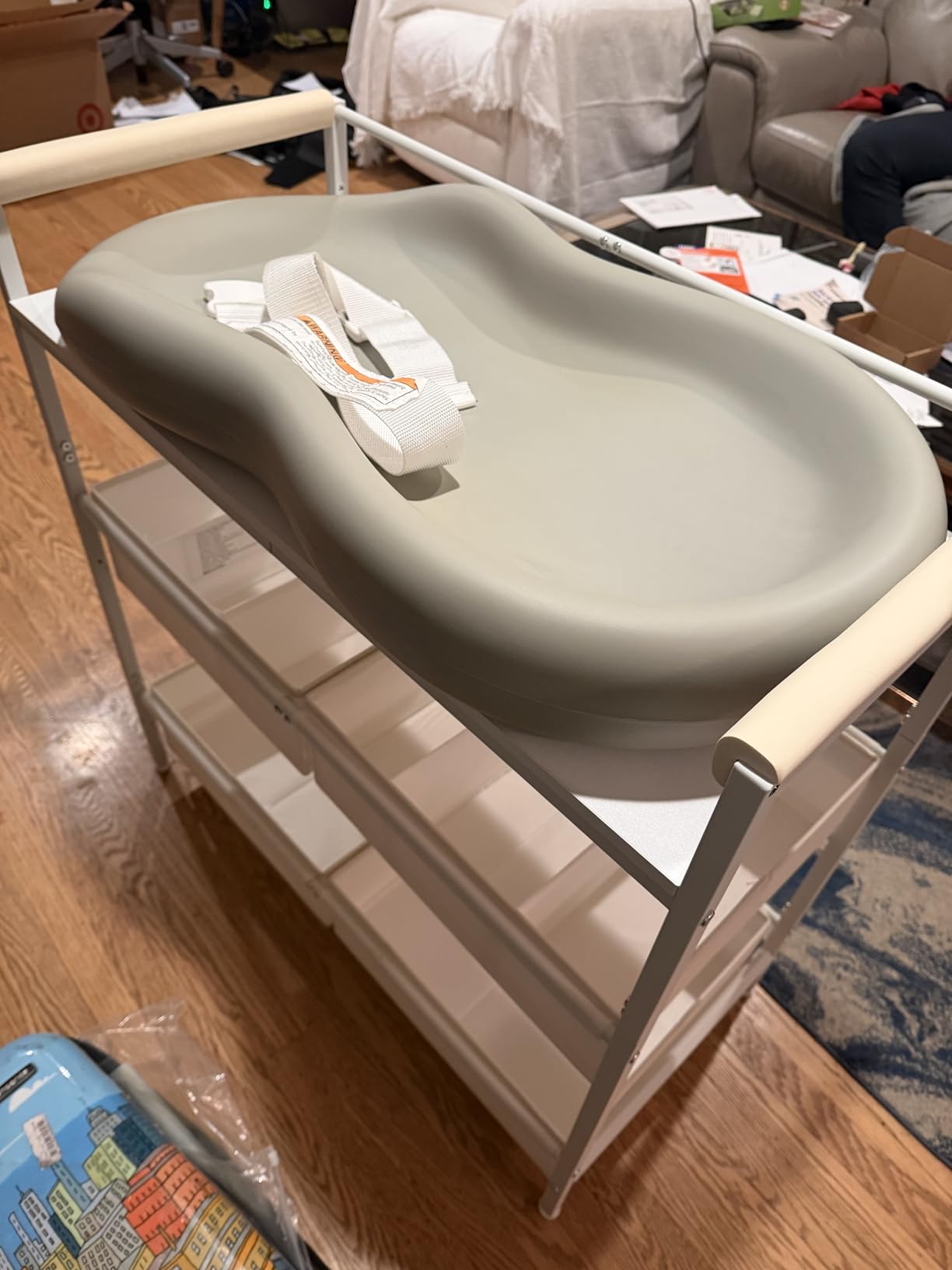 Cidaziya Baby Changing Table with Safety Bumper, Sturdy Diaper Change Station with Adjustable Devider in Large Storage Bin, Nursery Dresser for Cloth Change, Baby Furniture Diaper Organizer, White customer photo 1