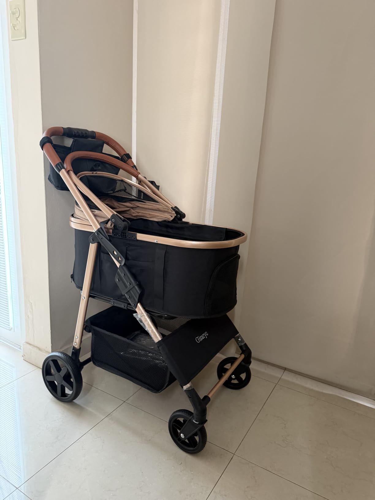 Dog Cat Stroller for Small/Medium Pets, 50 lbs, 3-in-1 Pet Stroller, Grey | Foldable Pet Stroller w/Detachable Carrier, Car Seat, Storage Basket, Cup Holder, Hanging Bag, Rain Cover, All-Terrain Wheels customer photo 2