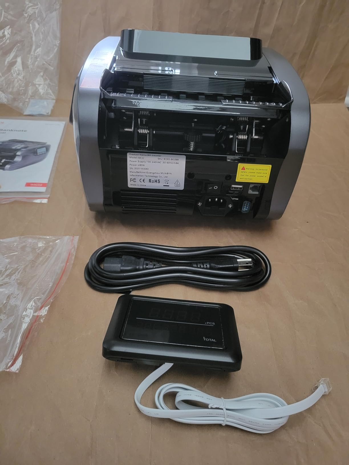 MUNBYN IMC22 Money Counter Machine Mixed Denomination, Dual-Display, CIS/UV/IR/MG Counterfeit Detection, USD, MXN, EUR, CAD Cash Counter for Business customer photo 2