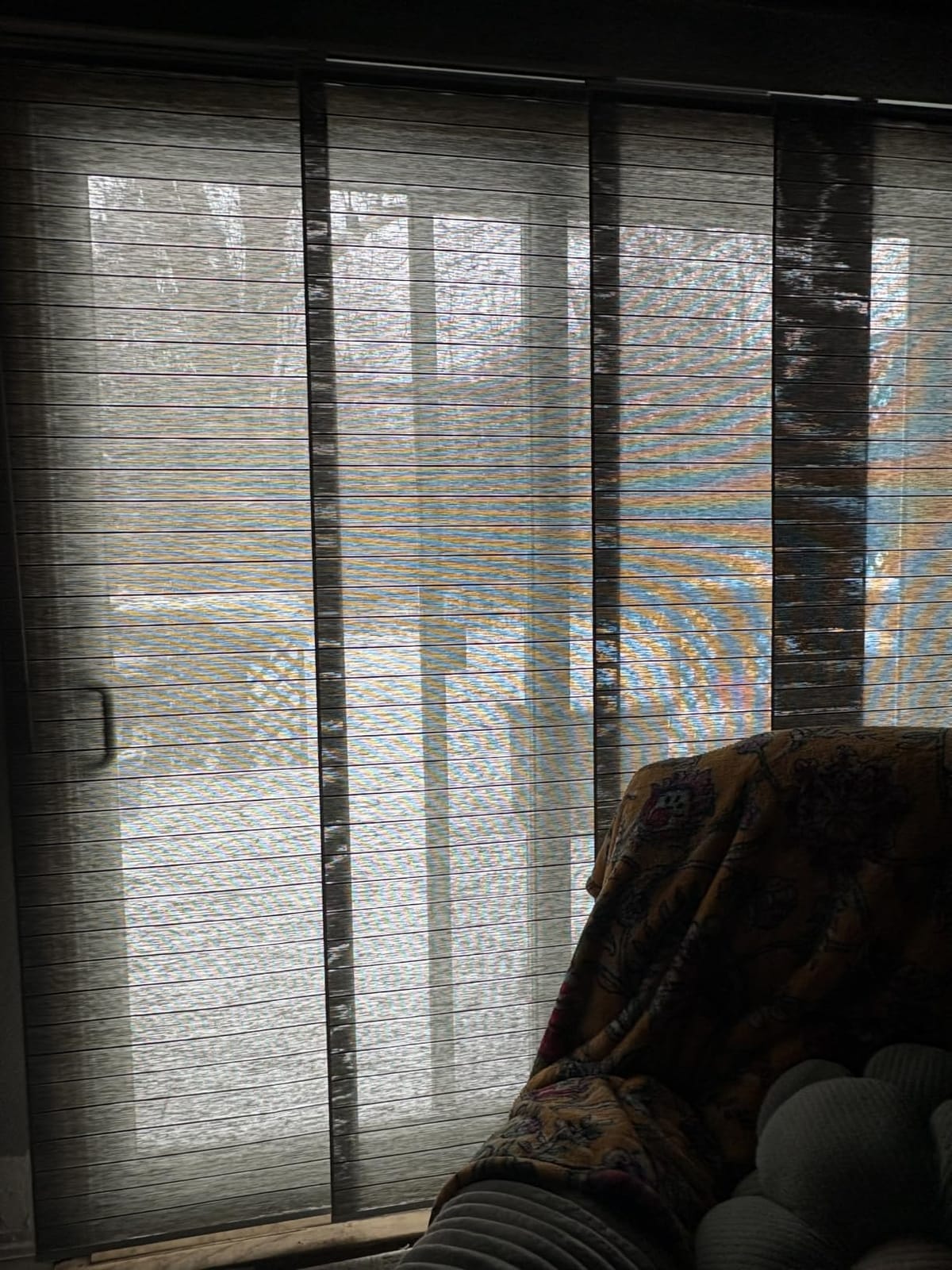 Sliding Panel Blinds for Sliding Glass Door, Driftwood Beige | Light Filtering Shade, Adjustable Single-Track, 46-85.5
