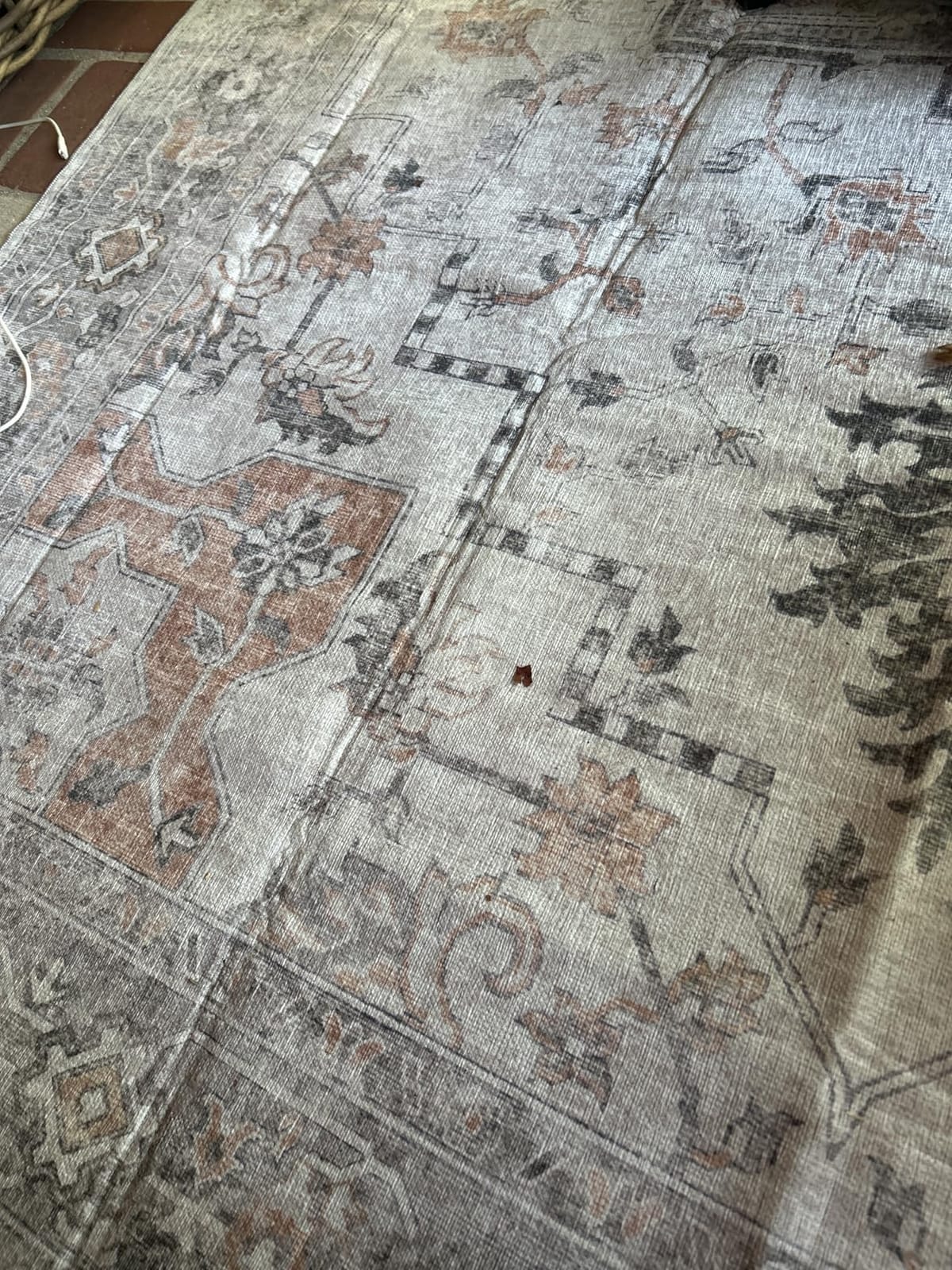 GENIMO 5x8 Outdoor Rug, Washable for Patio and Deck, Blue | Vintage boho medallion design for porch; fade resistant chenille with quick-dry non-slip backing for indoor sunroom. customer photo 2