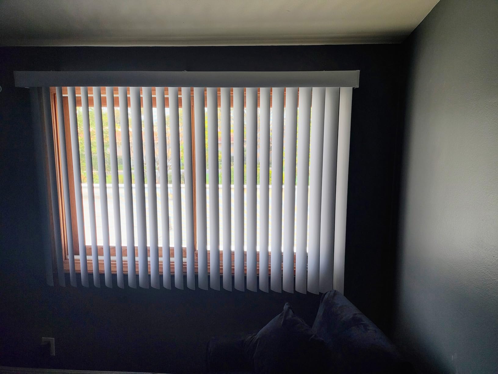 Vertical Blinds Custom Made to Your Size Curved - Color White | Heavy Duty PVC Sliding Door Blinds with Upgraded Self Aligning Headrail Track for Full Privacy - Includes Valance & Hardware customer photo 1