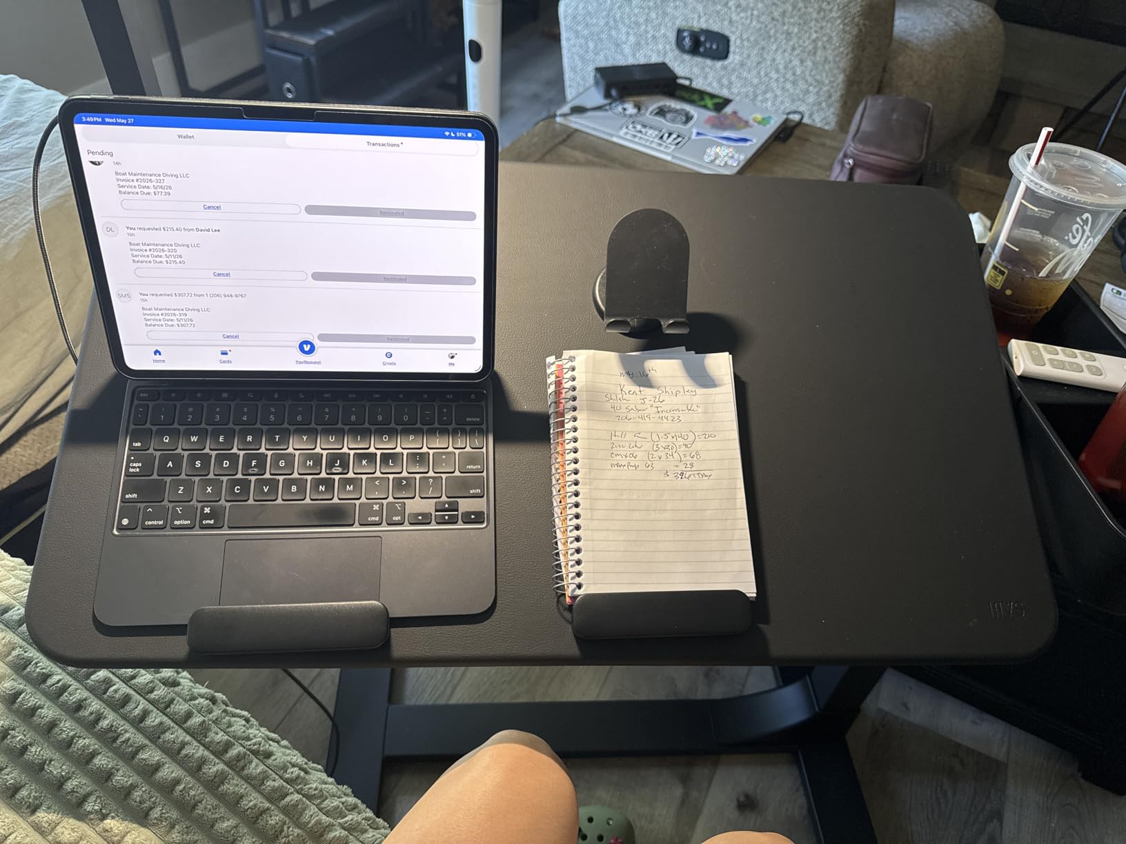SAIJI Magnetic Height and 360° Angle Adjustable Overbed Bedside Table Tray, Lengthened Over Bed Desk with Wheels, Portable Rolling Laptop Standing Desk Mobile Bed Side Tables with Laptop Stopper customer photo 2