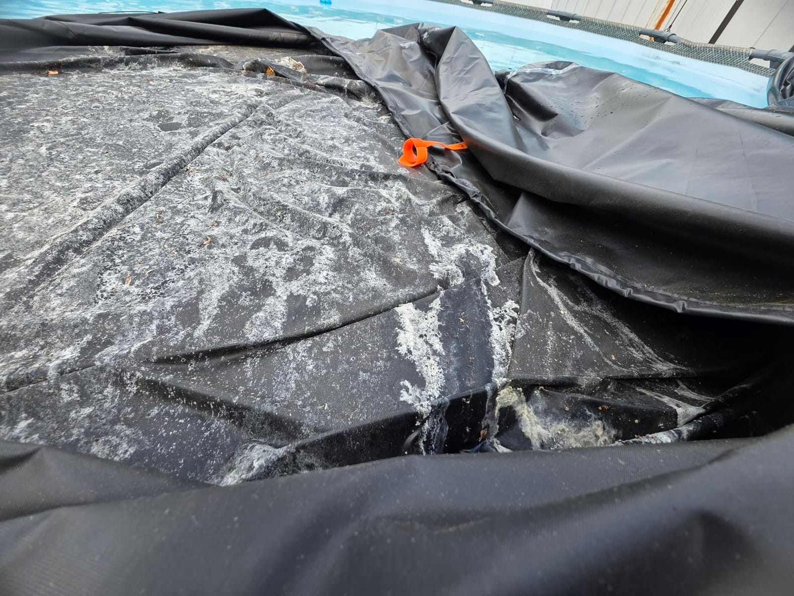 QH.HOME 550D 18 Ft Round Winter Pool Cover Tear Resistant Heavy Duty Fabric | Pre-installed winch and rope ensure snug fit with windproof outdoor protection customer photo 2