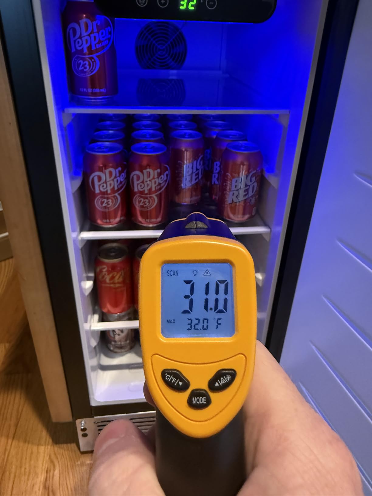 EUHOMY 24 Inch Under Counter Beverage Refrigerator, 180 Can Beverage Fridge | 37°F to 65°F, Compressor Cooling, Built-in or Freestanding, Stainless Steel Door, Digital Temperature Control, LED Light customer photo 2
