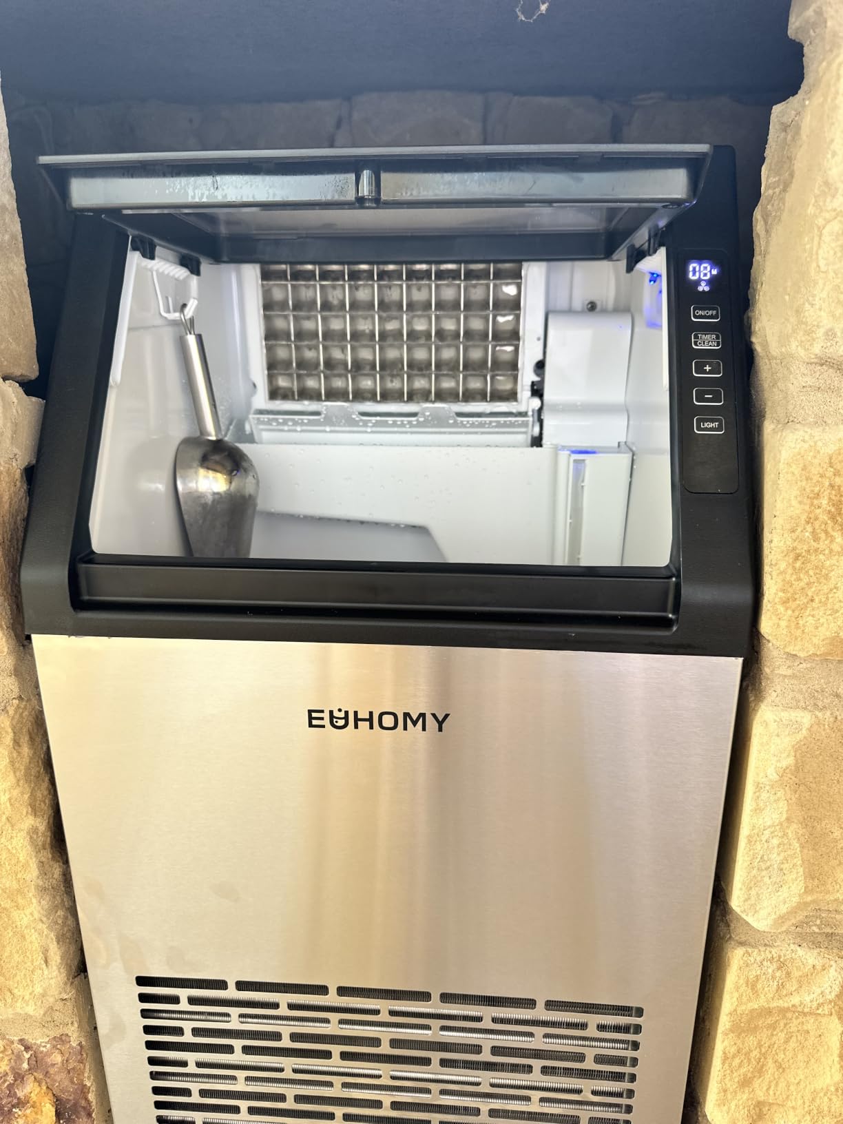 EUHOMY Commercial Ice Maker, 120lbs/24H, Under Counter, 33lbs Storage Bin | Freestanding/Built-in Stainless Steel Commercial Ice Machine; 24H Timer, Auto-cleaning; for Bar, Cafe, Restaurant, Home customer photo 1