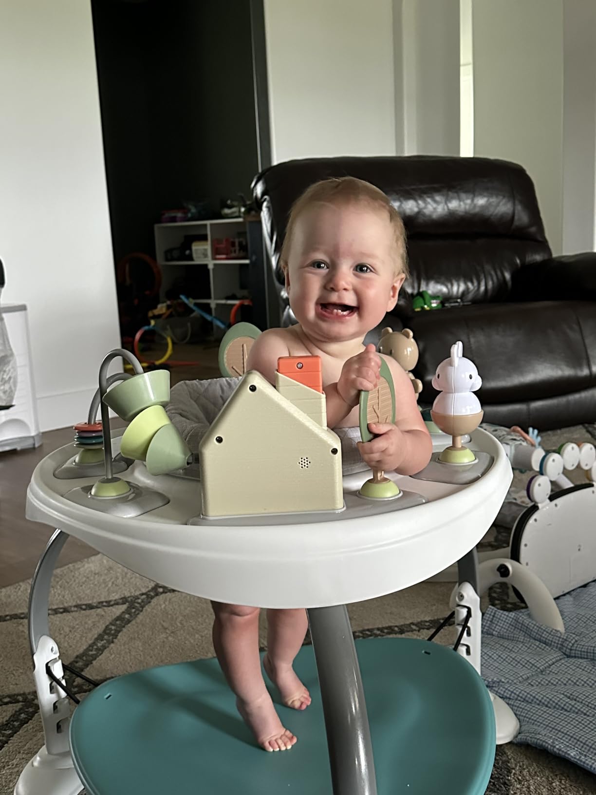 Ingenuity 3-in-1 Baby Jumper and Activity Center with Lights and Sounds - Converts to Toddler Play Table, 4 Adjustable Heights, Wood Legs, Ages 4 Months to 3 Years customer photo 1