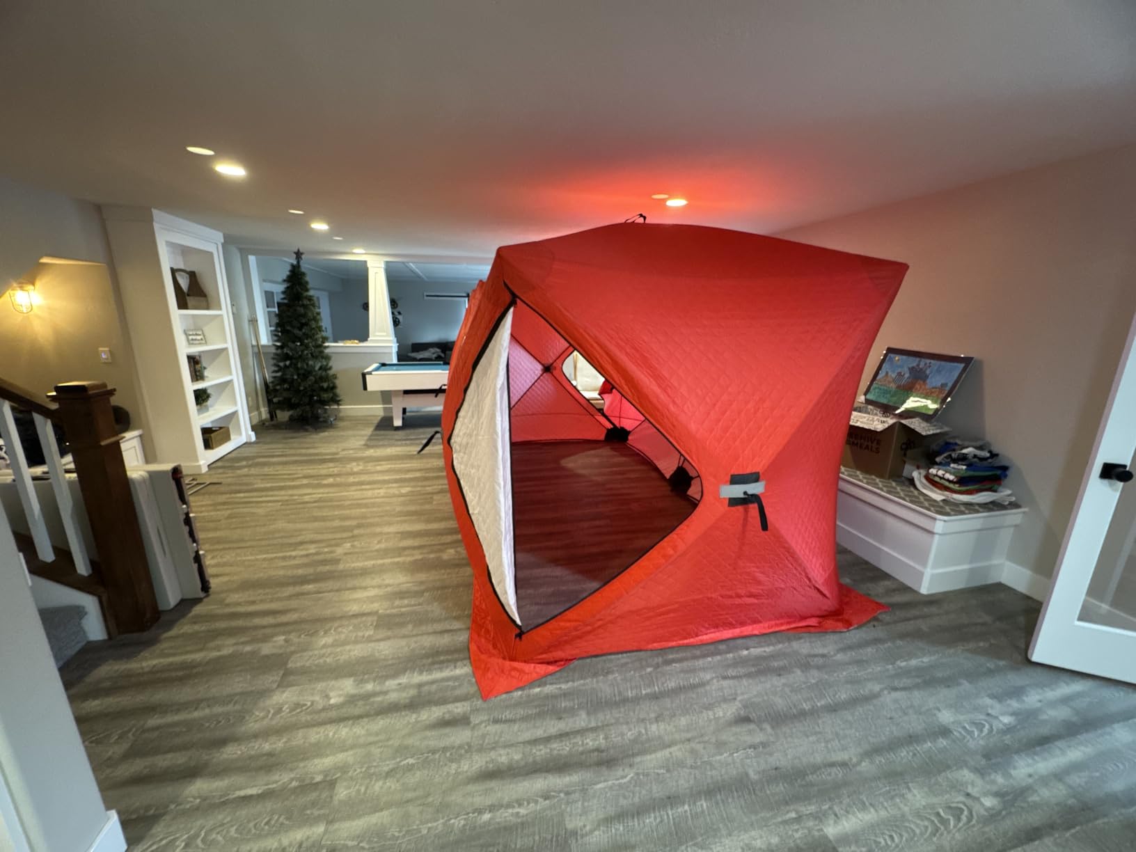 GarveeLife Ice Fishing Insulated Tent, Large Pop-Up Portable Hub-Style Ice Fishing Shelter, 3-4 Person Shelter 68 Square Feet of Fishable Area customer photo 1