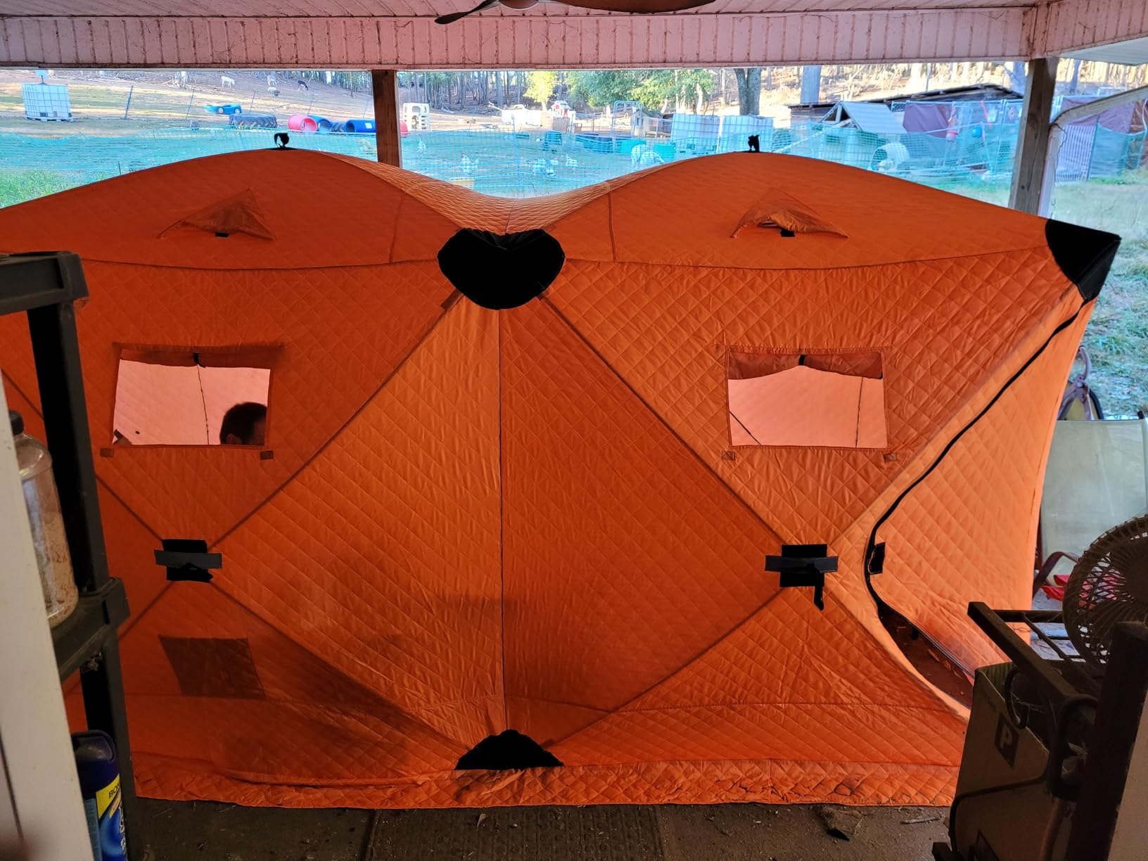 GarveeLife Ice Fishing Insulated Tent, Large Pop-Up Portable Hub-Style Ice Fishing Shelter, 3-4 Person Shelter 68 Square Feet of Fishable Area customer photo 2