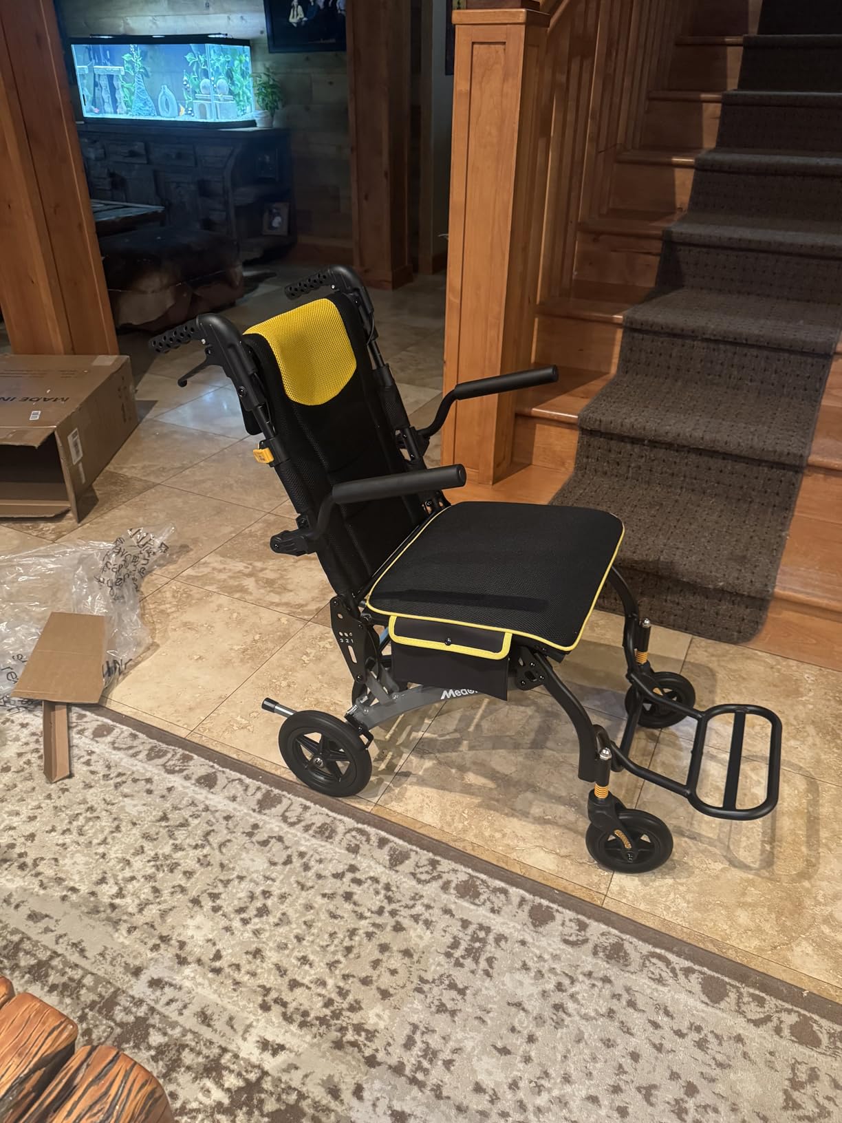 Transport Wheelchairs for Adults Lightweight Foldable Reclining Chair with Telescopic Handle, Portable Folding Travel Transfer Wheel Chairs for Seniors customer photo 2