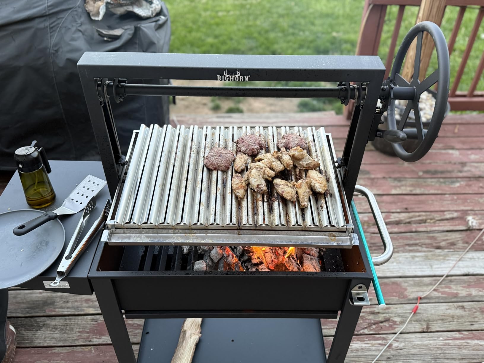 BIG HORN Santa Maria Grill, Argentine Parrilla Grill with Adjustable Height Grate, Wood Fire & Charcoal BBQ Grill, Large Outdoor Open Fire Grill with Storage for Patio & Backyard customer photo 1