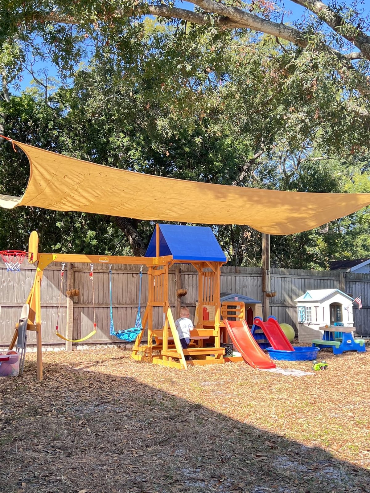 SUNIBOXI Wooden Swing Sets for Backyard, for Ages 3-6 | Kids Outdoor Playground Set with Monkey Bars, Wave Slide, 2 Belt Swings, Climbing Ladder, Rock Wall, Play Deck with Canopy customer photo 2