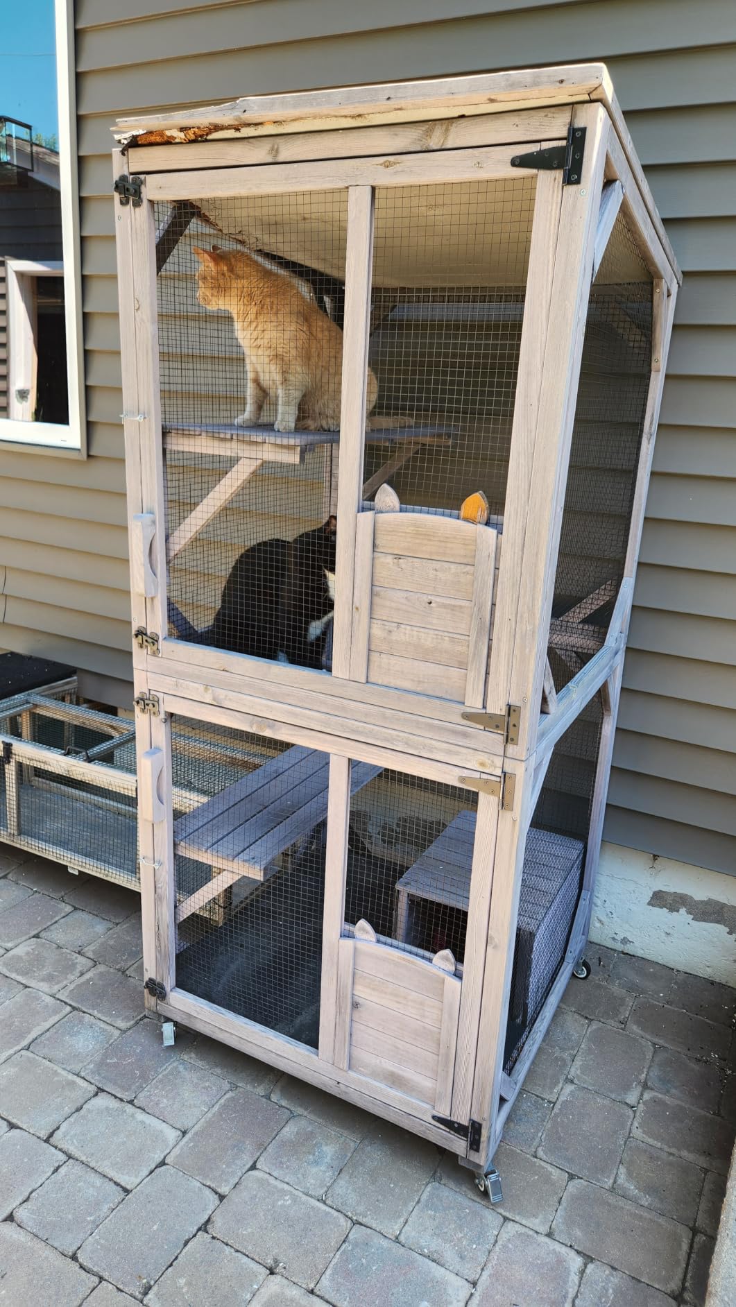 Aivituvin Window Catio Outdoor Cat Enclosure Super Large Walk in Cat House with 6 Platforms and 2 Scratching Posts for Cats,104