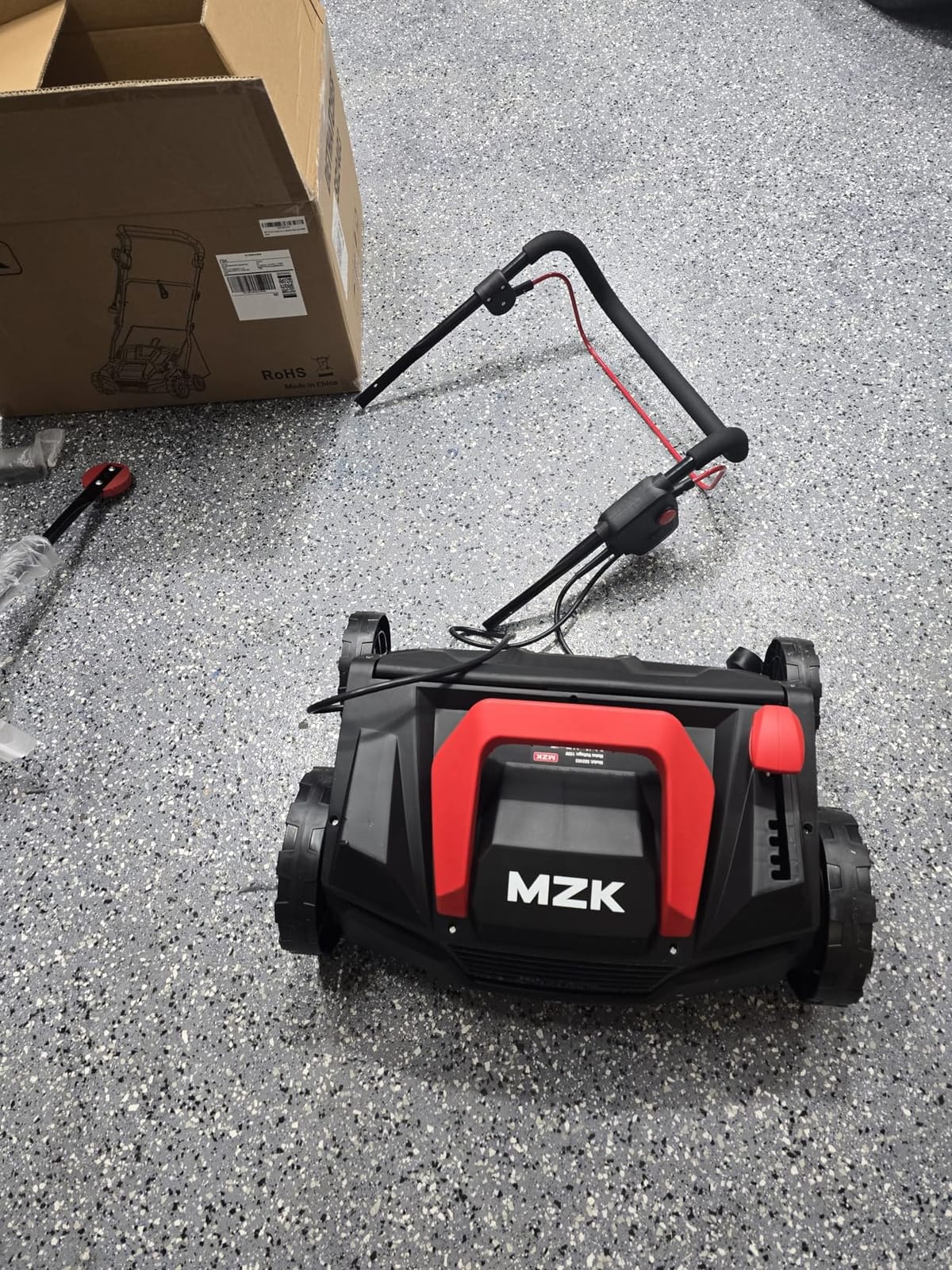 MZK 15-Inch Lawn Dethatcher, Electric Scarifier with Bag | Wider 15-inch path, adjustable height, and 8-gal collection bag help improve lawn airflow and growth. customer photo 1