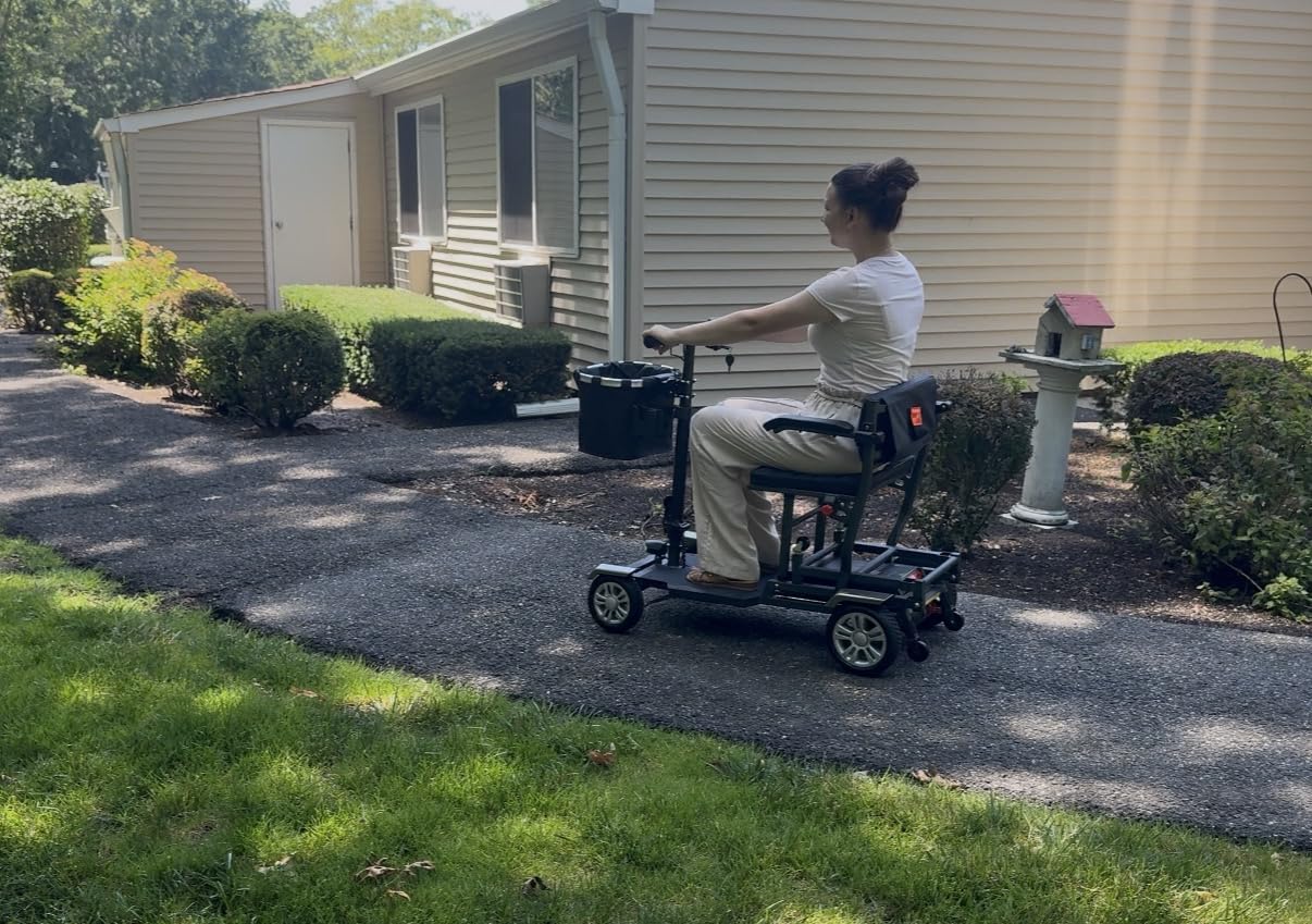 Lightweight Mobility Scooters for Seniors and Adults, Foldable 4-Wheel Motorized Scooter with Storage Crate & Basket, Aluminum Frame, 450W Brushless Motor, Led Light, 25 Miles Range, 400Lbs Capacity customer photo 1