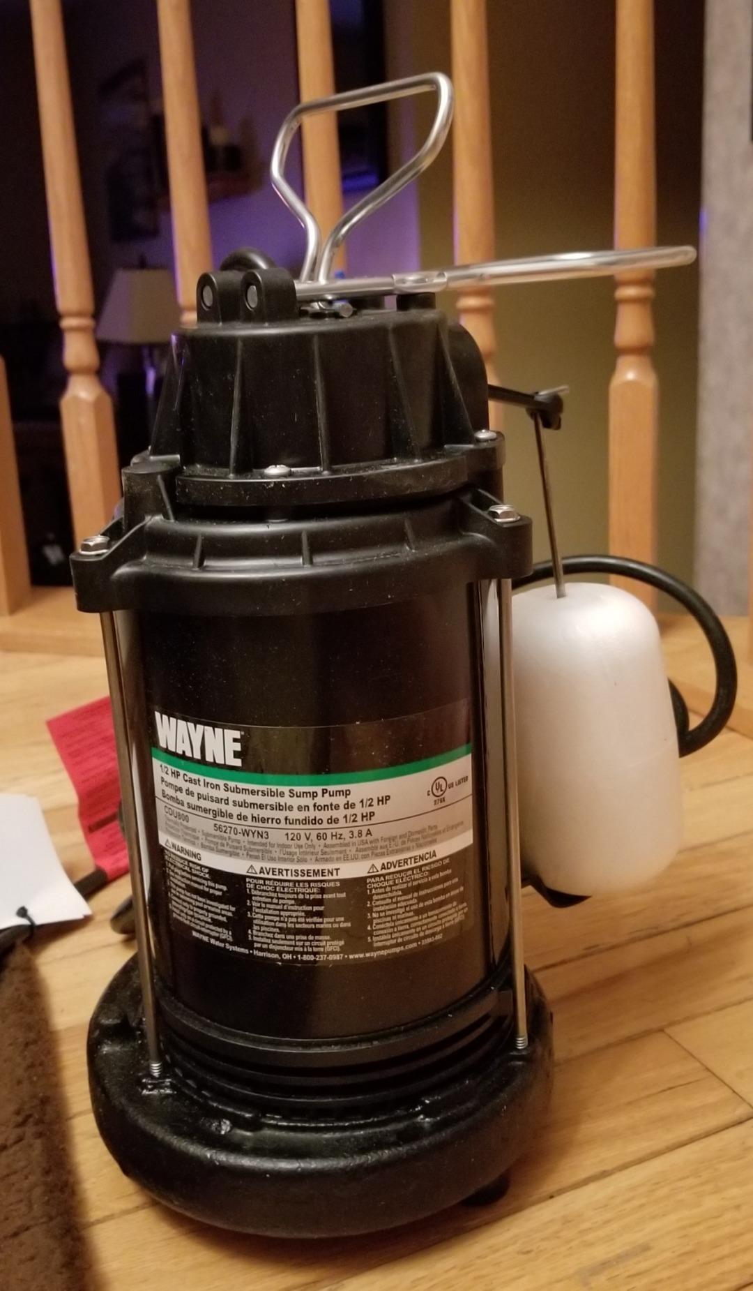 WAYNE CDU800 1/2 HP Submersible Sump Pump – Cast Iron & Stainless Steel, Vertical Float Switch, 5,100 GPH, 3-Year Warranty customer photo 2