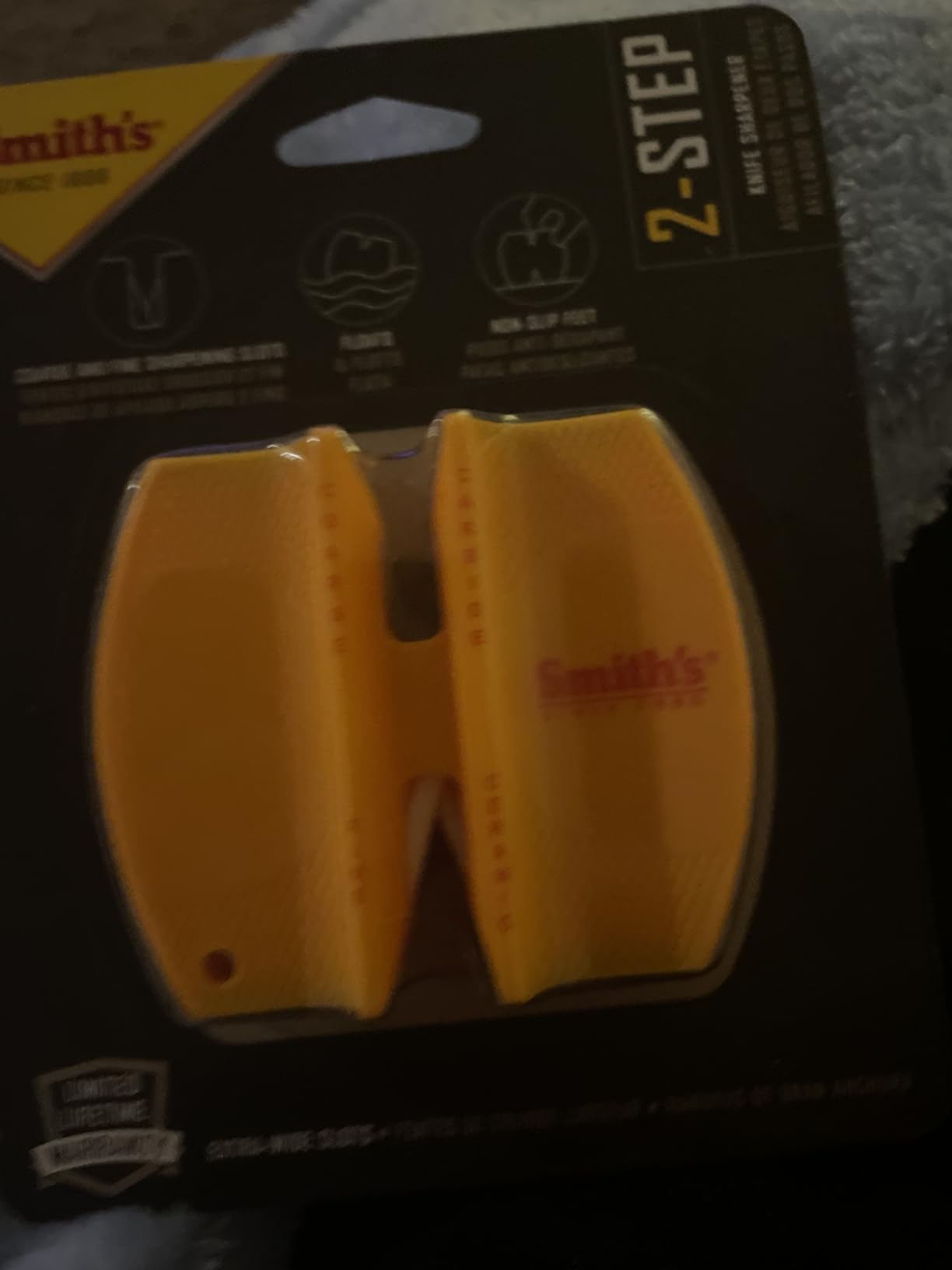 Smith's CCKS 2-Step Knife Sharpener - Yellow - 2-Step Preset Coarse & Fine Slots - Outdoor Handheld Knife Sharpener - Fishing, Hunting, Fillet, Pocket Knives - Compact Plastic Portable Keychain Tool customer photo 2