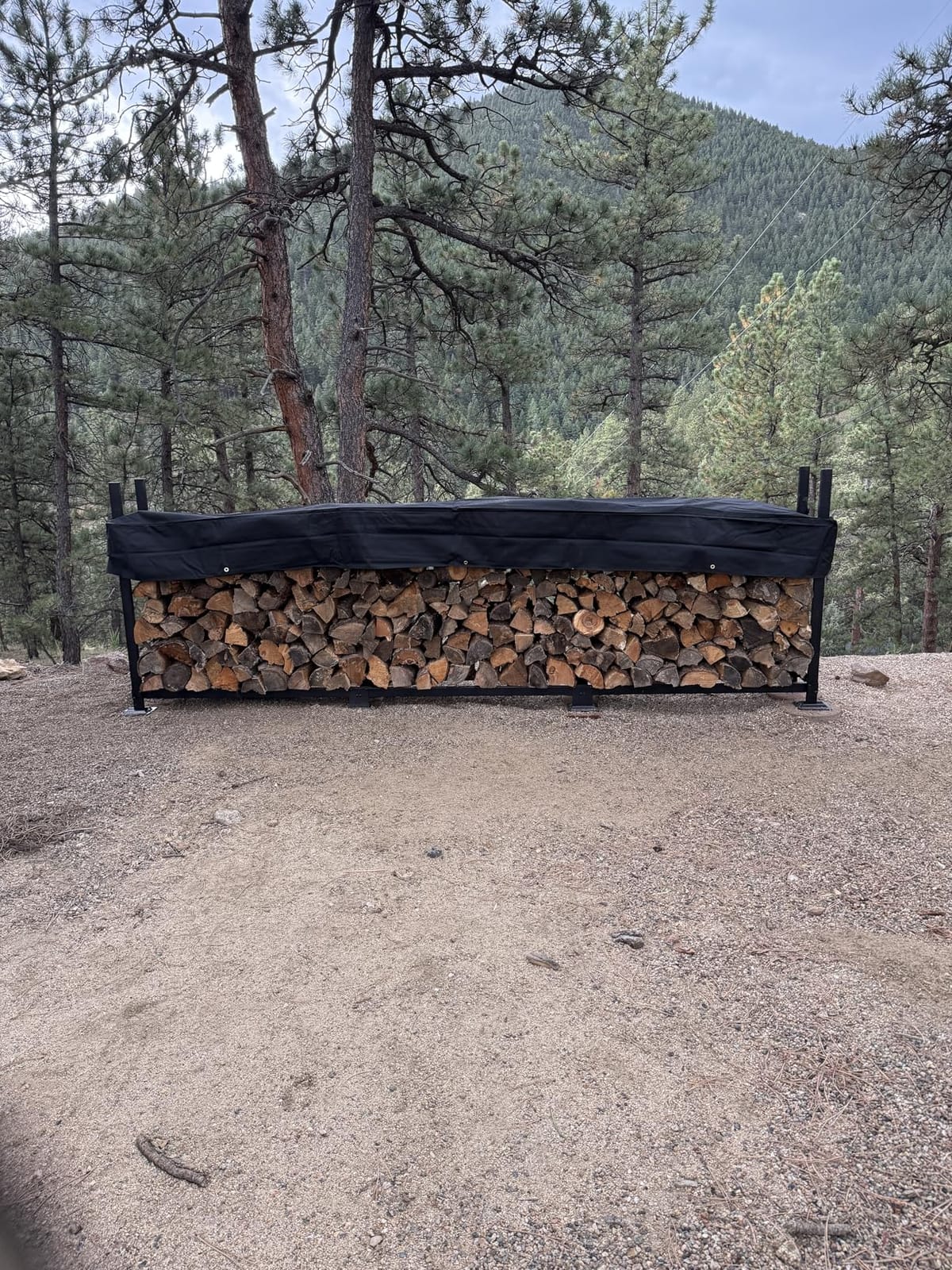 Woodhaven 8-Foot Raised Firewood Rack w/Cover, 1/2 Cord | Made in USA customer photo 1