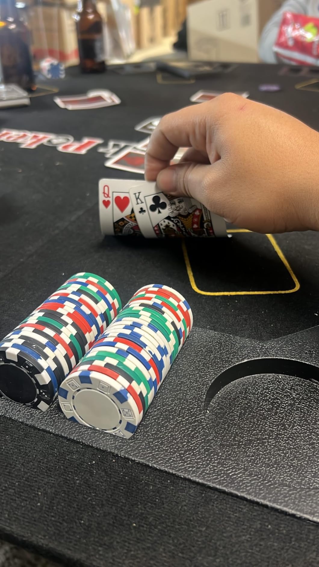 Poker Table Topper - Foldable Texas Hold 'Em Set with Carry Case, 300 Poker Chips, 2 Decks of Cards, and Dealer and Blind Buttons by Trademark Poker customer photo 1