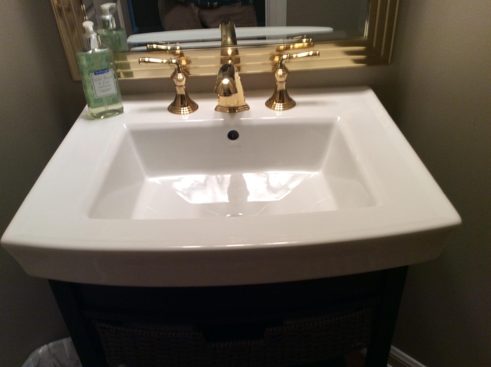 KOHLER K-2358-8-0 Archer Pedestal Bathroom Sink Basin with 8-Inch Centers, White customer photo 1