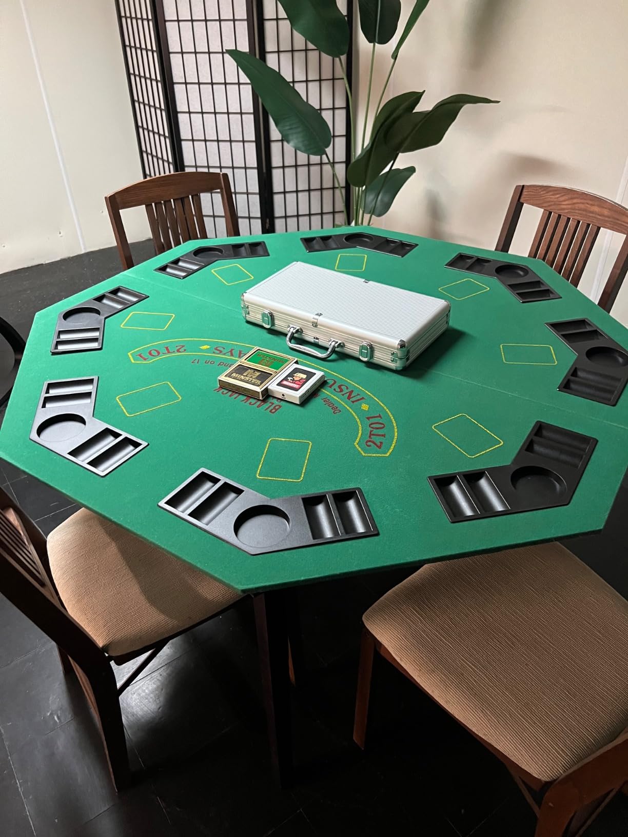 Folding Poker Table Top – 48-Inch Solid Wood Topper – Space for 8 Players – Blackjack Table with Built-in Cupholders and Chip Trays by Trademark Poker customer photo 2