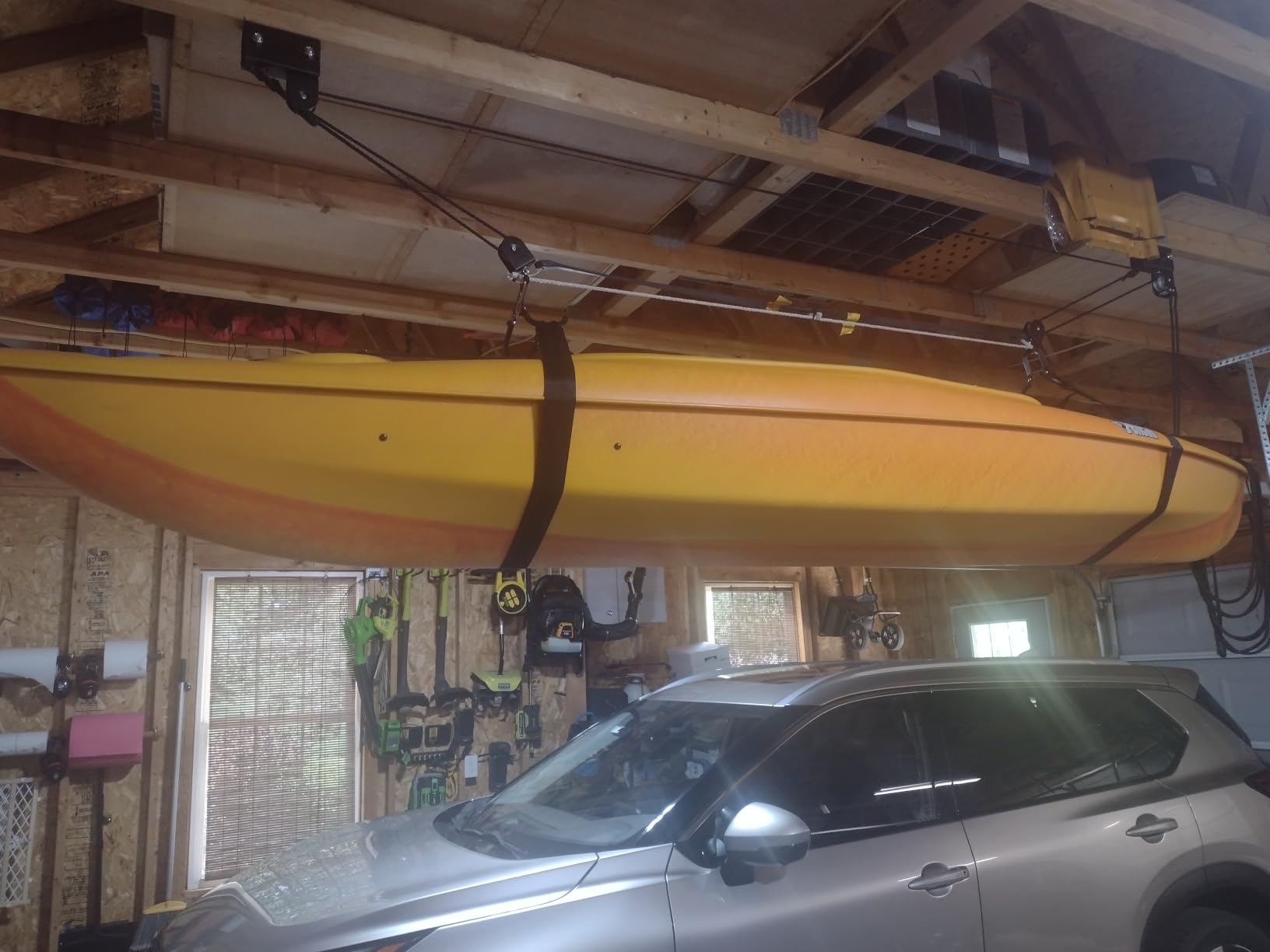 RAD Sportz Kayak Storage Hoist - Overhead Pulley System with 125lb Capacity for Canoes, Bikes, Ladders, and More - for up to 12-Foot Ceilings customer photo 2