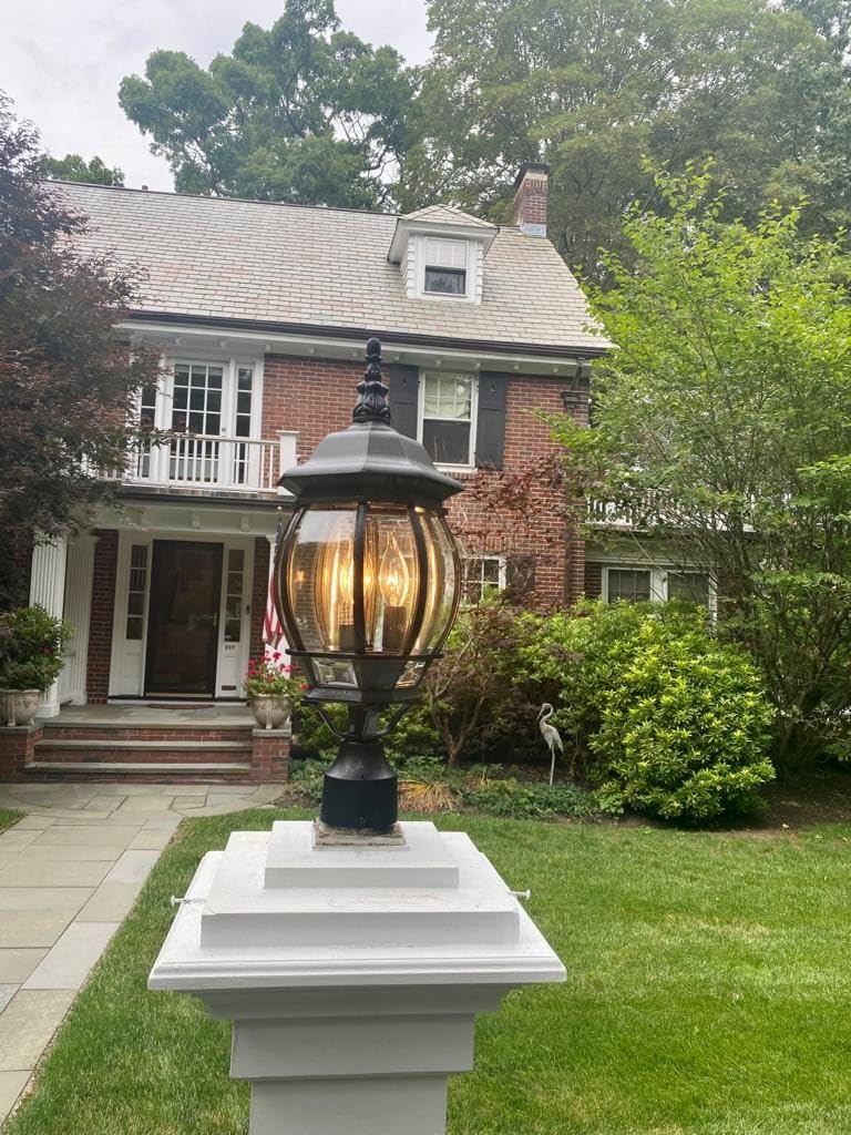 Nuvo 60/899, 3-Light Outdoor Post Lantern, Beveled Glass, Black customer photo 2