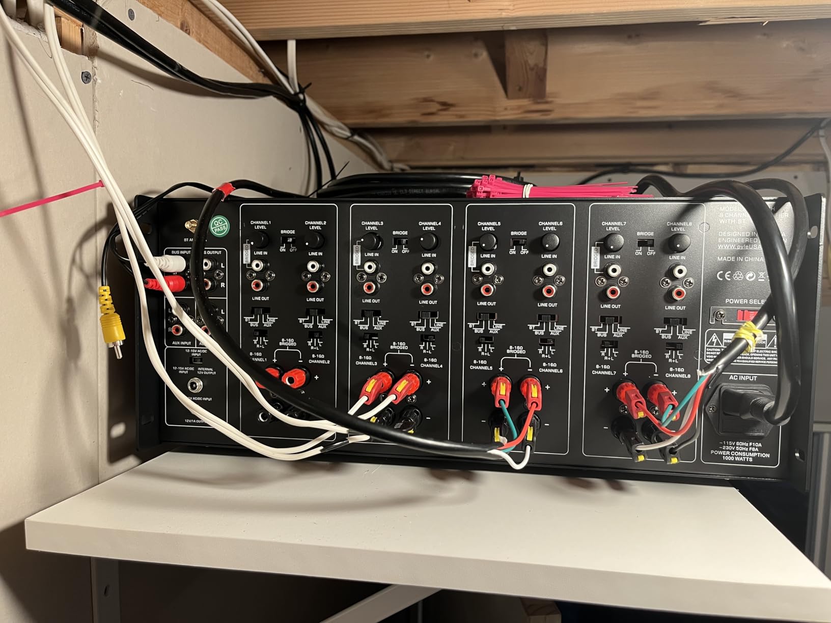 Pyle 4 Multi-Zone Stereo Amplifier - 19” Rack Mount, Powerful 8000 Watts with Speaker Selector Volume Control & LED Audio Level Display, 4-Ch. Bridgeable Switches - PT8000CH customer photo 2