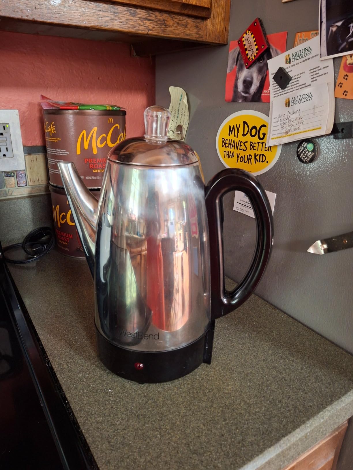 West Bend Electric Percolator Classic Style Coffee Maker with Heat Resistant Handle Base and Detachable Cord with Stainless Steel Stem and Basket, 12-Cup, Silver customer photo 1