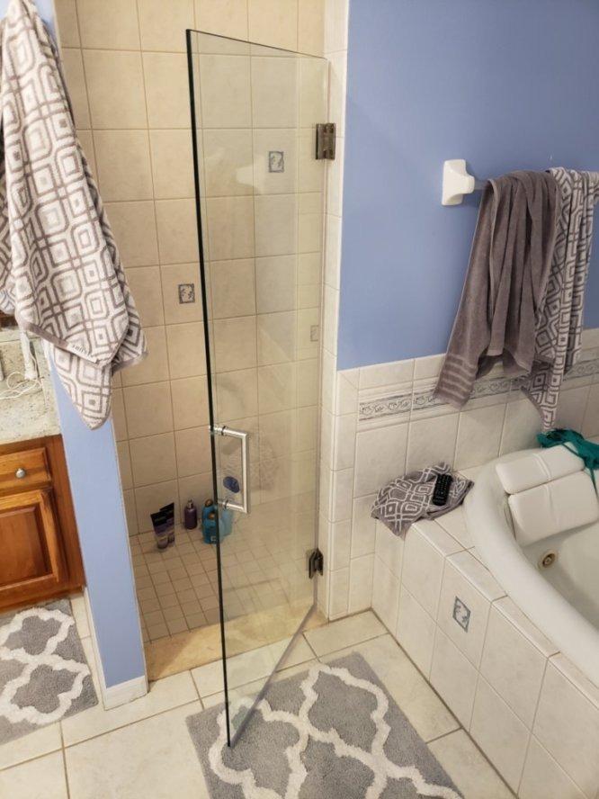 DreamLine Unidoor 30 inch W x 72 inch H Frameless Hinged Shower Door in Brushed Nickel customer photo 2