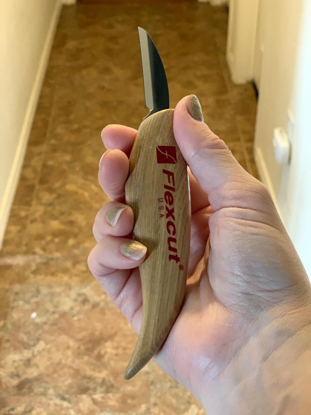 Flexcut Wood Carving Knives | Starter Set of 3 Woodcarving Knives | 1095 High Carbon Steel Blades | Ergonomic Ash Wood Handles for Beginners and Hobbyists | KN500 | Made in the U.S.A customer photo 2