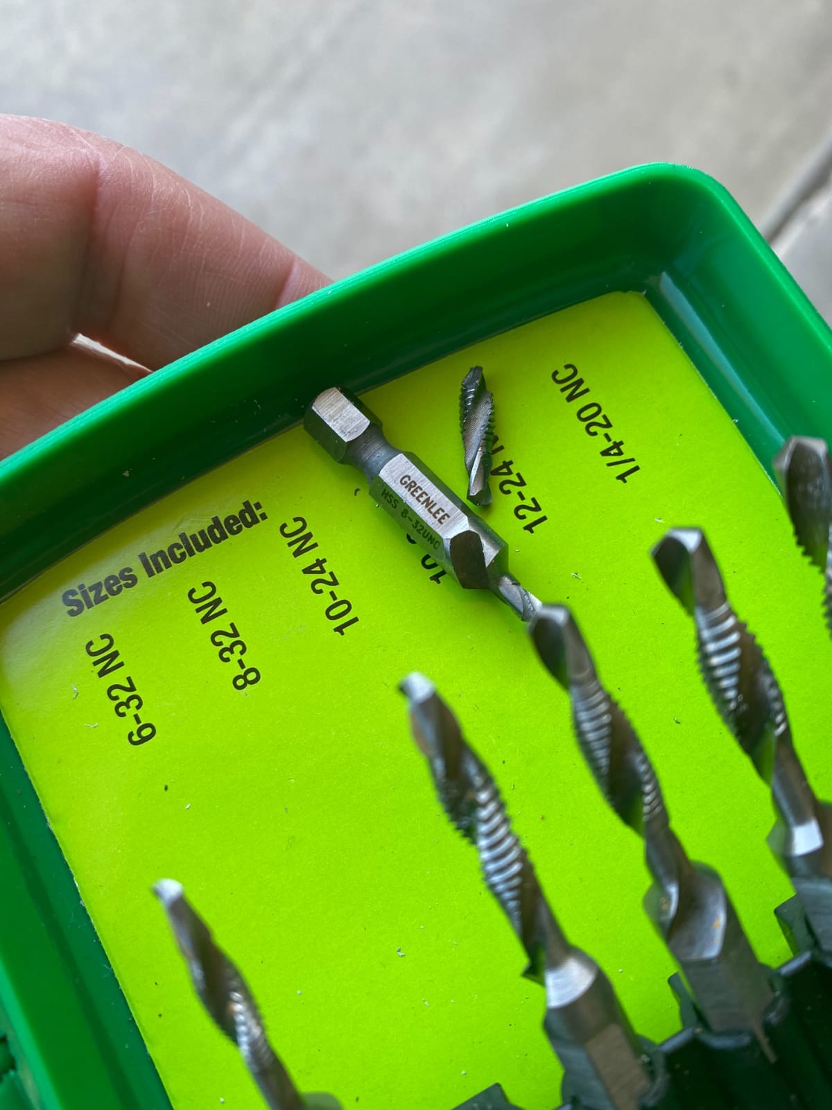 Greenlee DTAPKIT Drill/Tap Kit for Metal, One-Step Drilling, Tapping, and Deburring/Countersinking Set with Quick Change Adaptor, 6-32 to 1/4-20 customer photo 2