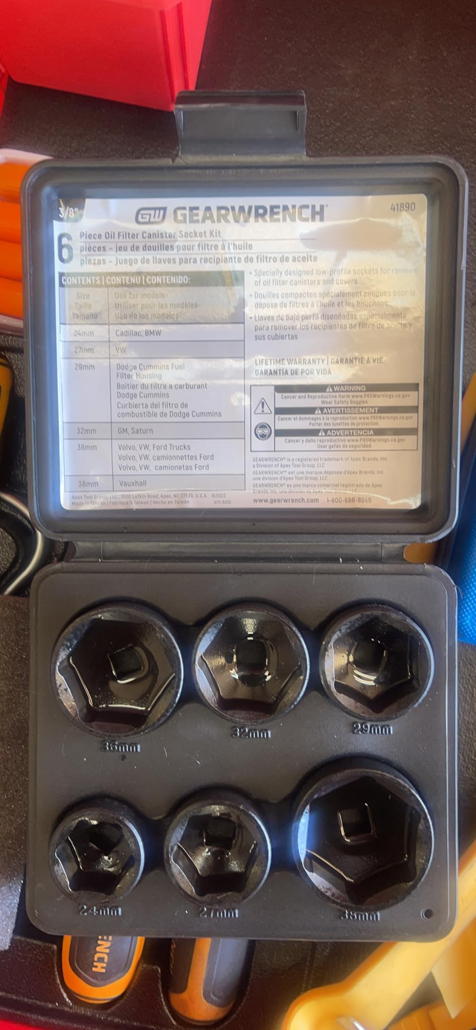 GEARWRENCH 6 Pc. Oil Canister Socket Set Service Kit, 41890 customer photo 2