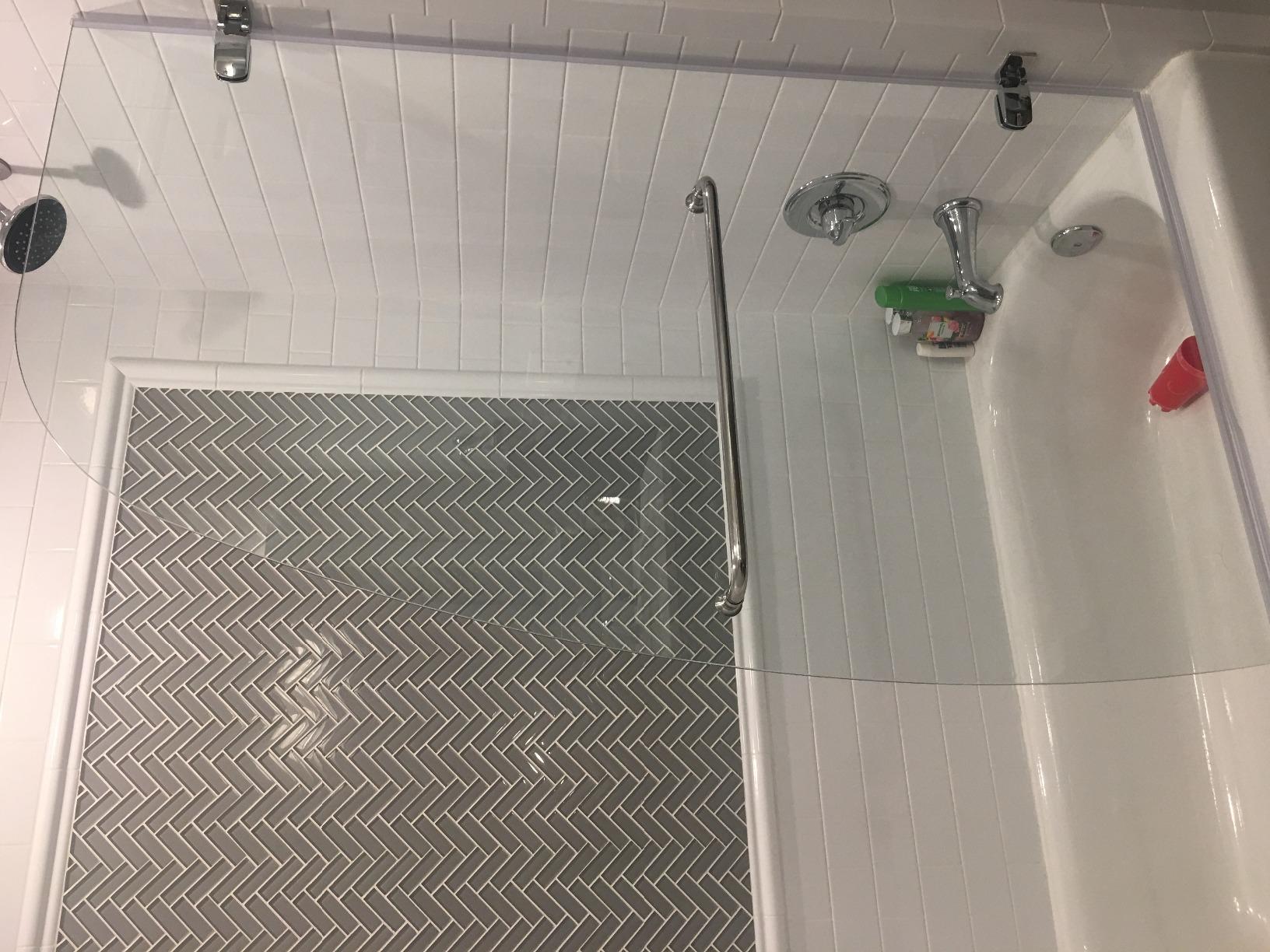 DreamLine Aqua Uno 34 in. W x 58 in. H Frameless Hinged Tub Door in Brushed Nickel, SHDR-3534586-04 customer photo 1