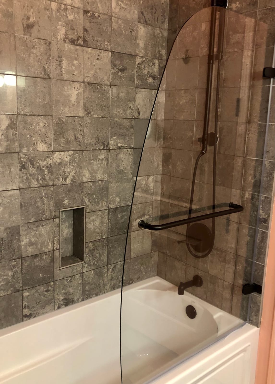 DreamLine Aqua Uno 34 in. W x 58 in. H Frameless Hinged Tub Door in Brushed Nickel, SHDR-3534586-04 customer photo 2