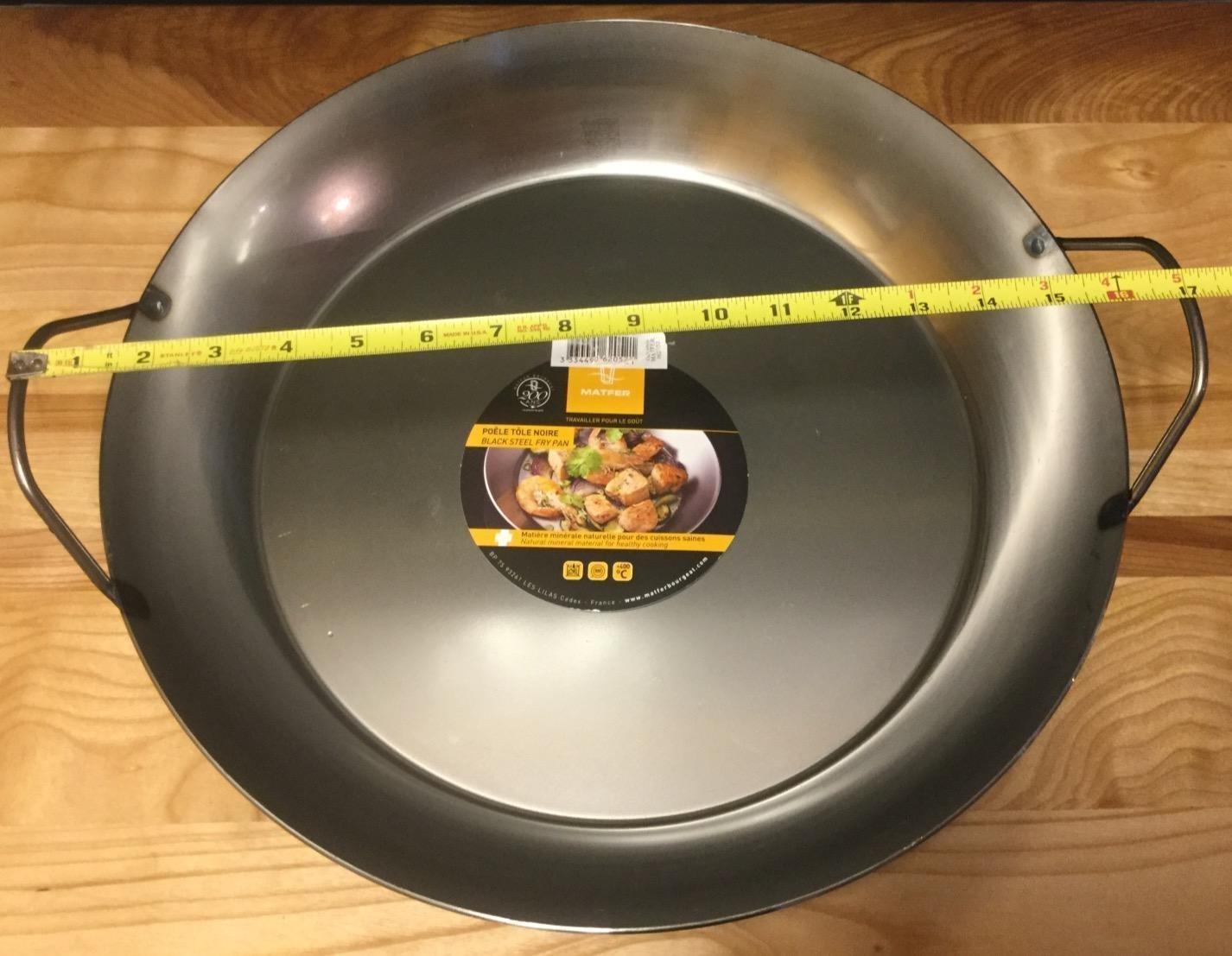 Matfer Bourgeat Black Carbon Steel Paella Pan, 15 1/2