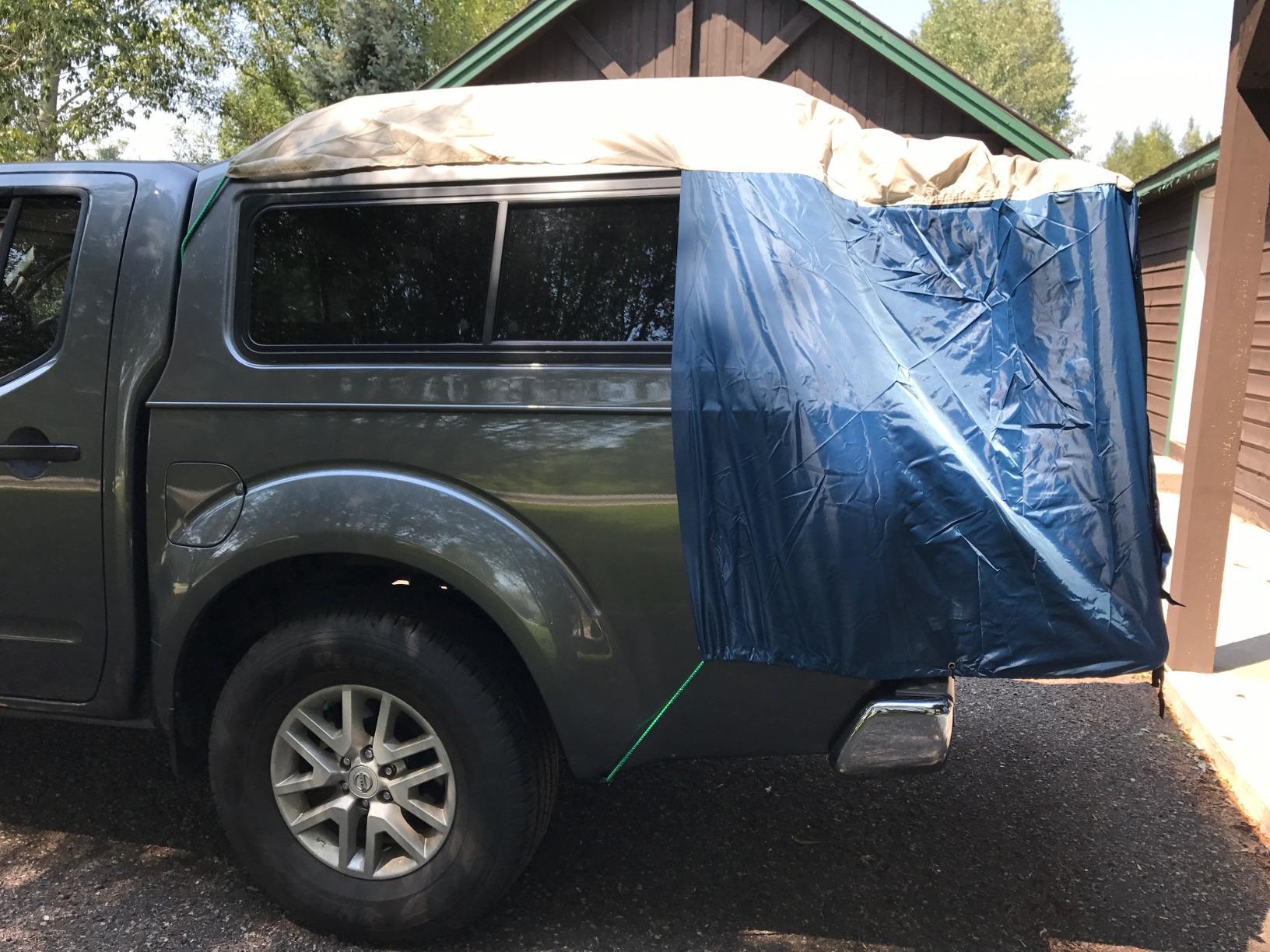 DAC Truck Bed Tent– Pickup Truck Tent for Caps, Fits Ford Maverick. Jeep Gladiator, Ford Ranger, Nissan Frontier, Rivian R1T, Tesla Cybertruck – Tailgate Width ≤58