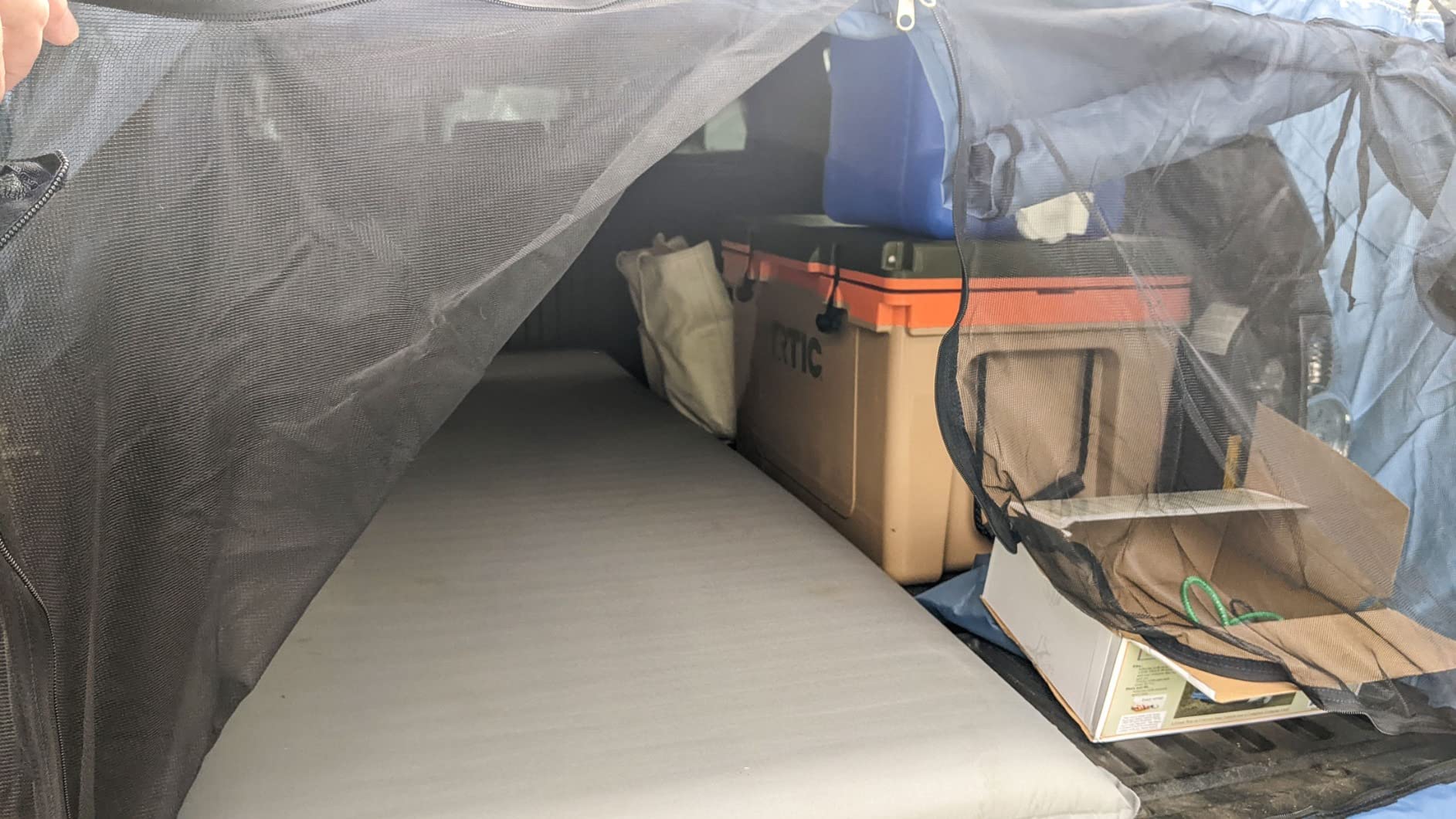 DAC Truck Bed Tent– Pickup Truck Tent for Caps, Fits Ford Maverick. Jeep Gladiator, Ford Ranger, Nissan Frontier, Rivian R1T, Tesla Cybertruck – Tailgate Width ≤58