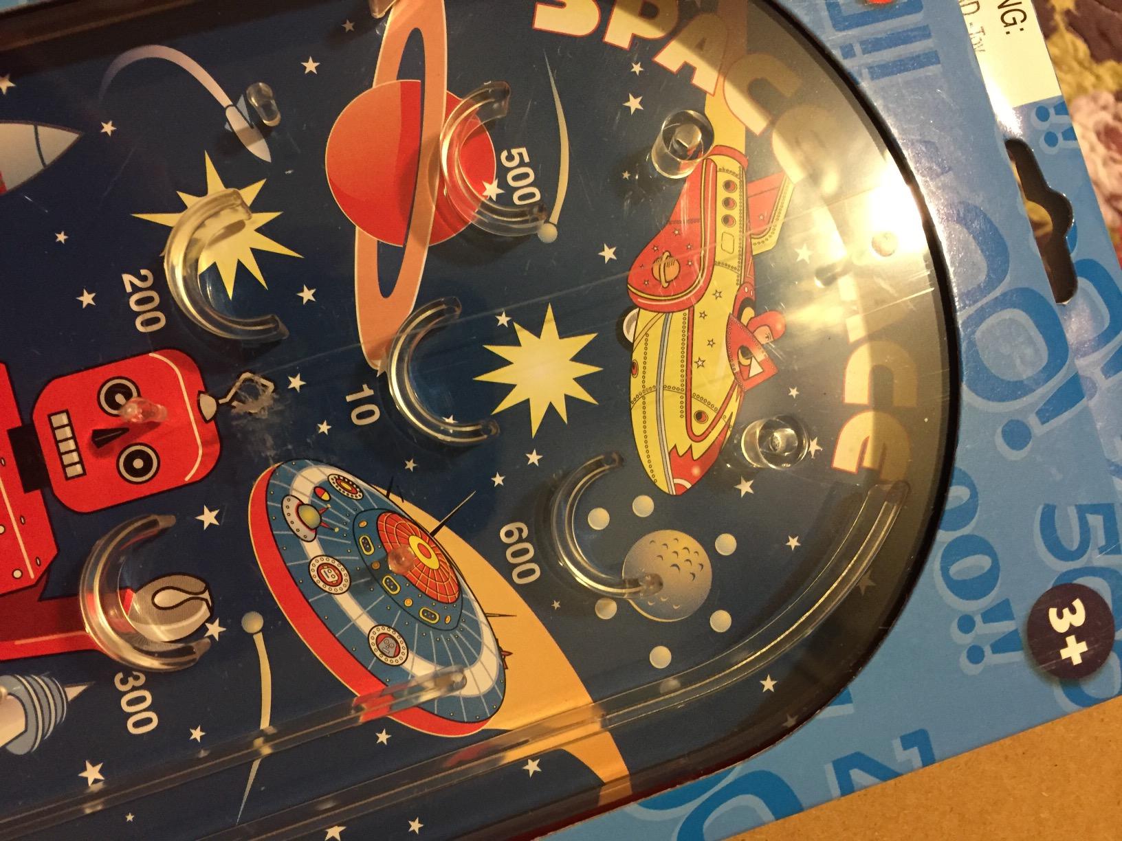 Schylling Space Race Pinball Game - Portable Retro Pinball Toy - Sturdy Construction with Lever, Metal Balls, and Classic Space Design - Ages 3 and Up customer photo 2