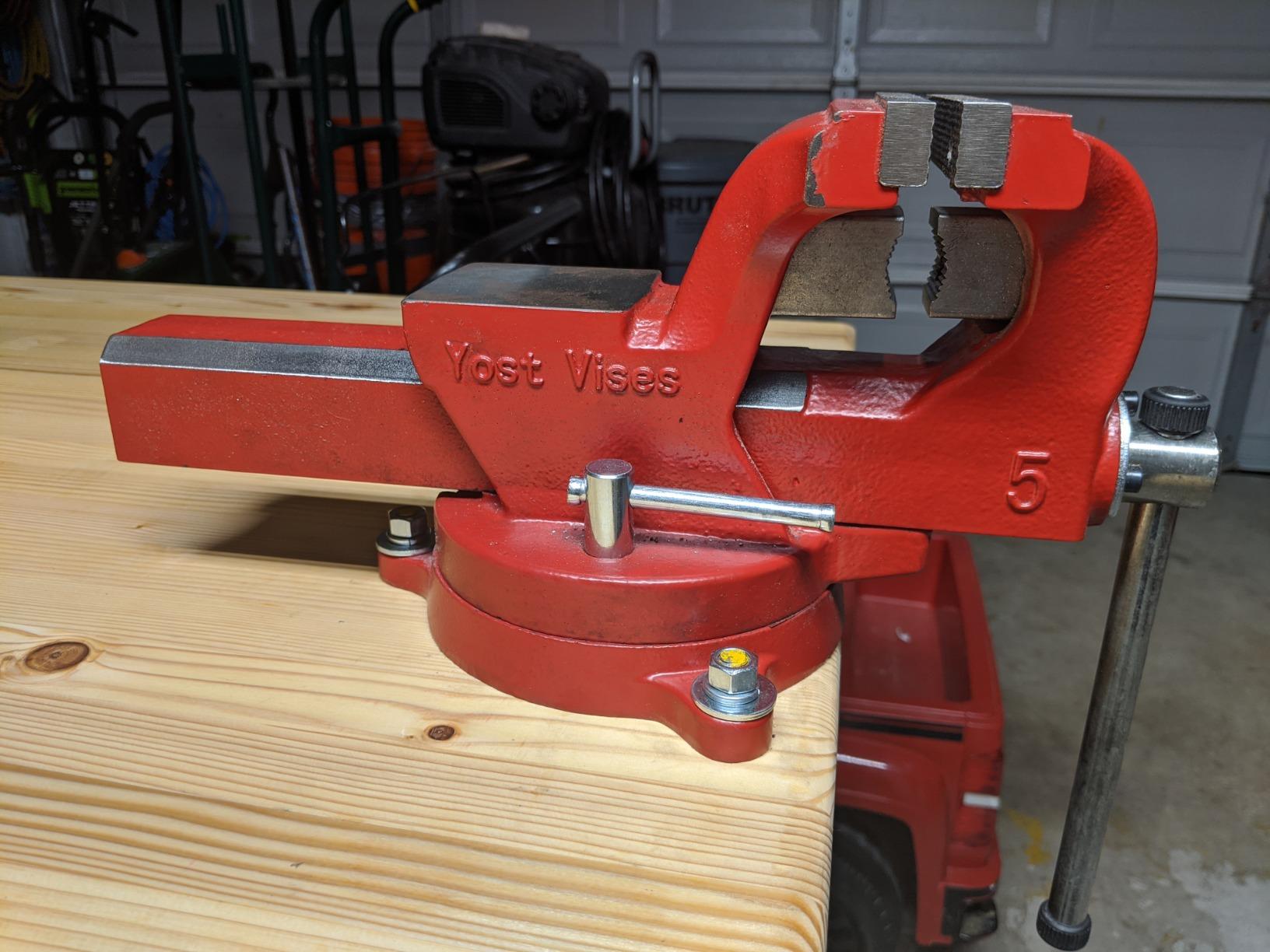 Yost Vises ADI-6 Heavy Duty Vise | 130,000 PSI Tensile Strength Austempered Ductile Iron Bench Vise | 6 Inch Jaw Width with a 360 Degrees Interlocking Swivel Base and 2 Lockdowns | Red customer photo 2