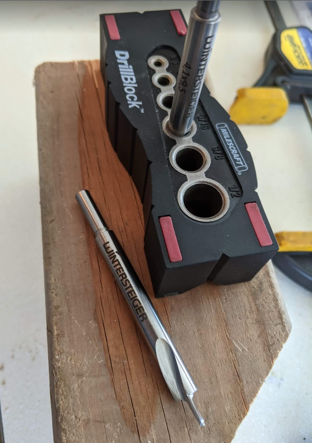 Milescraft 1312 Drill Block - Handheld Drilling Guide, Drilling Jig with Drill Guides for 6 of the Most Common Imperial Drill Bit Sizes, Precision Drilling Tool Accessory customer photo 2