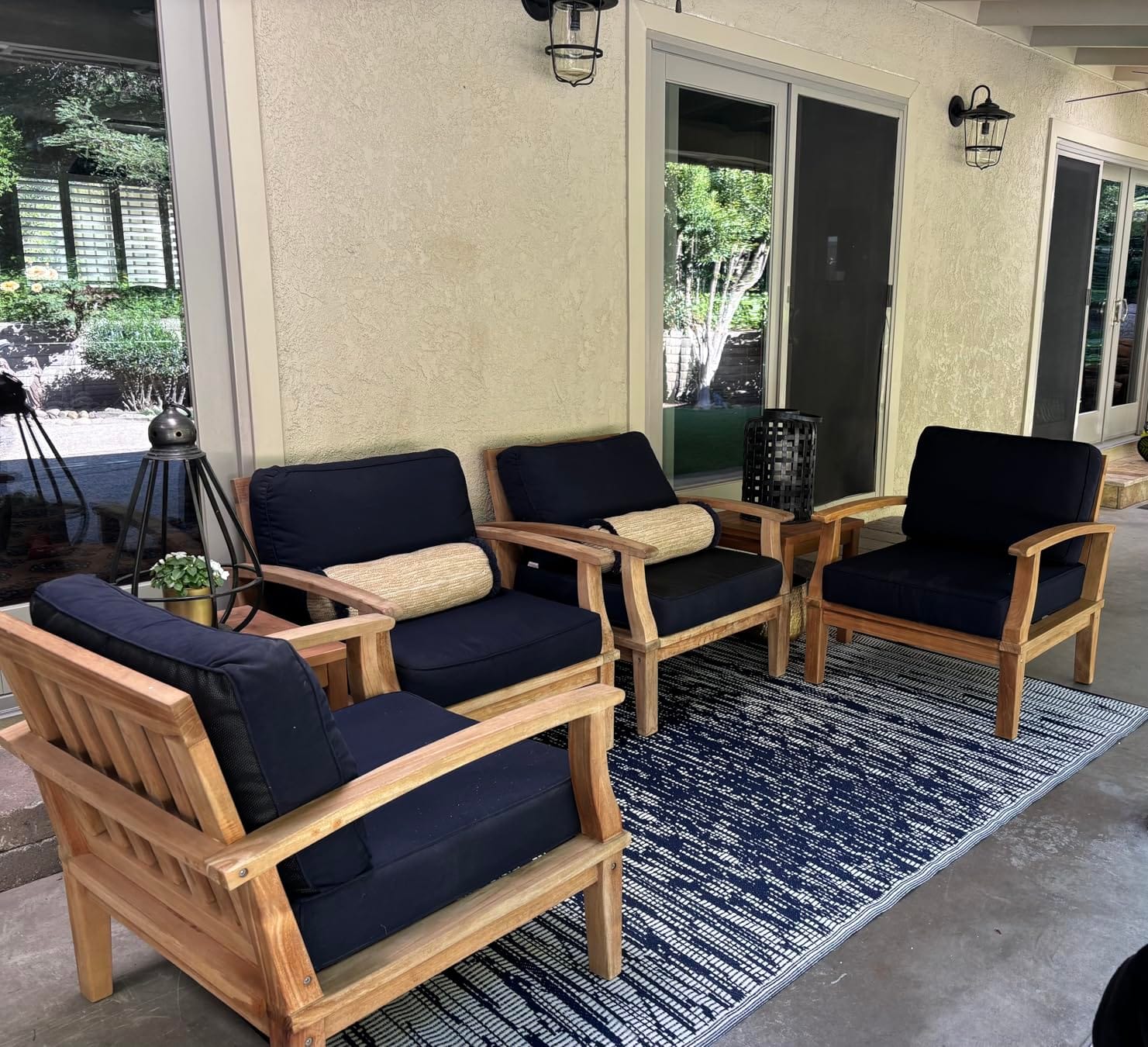 Modway EEI-1143-NAT-NAV-SET Marina Premium Grade A Teak Wood Outdoor Patio Armchair, Natural Navy customer photo 1