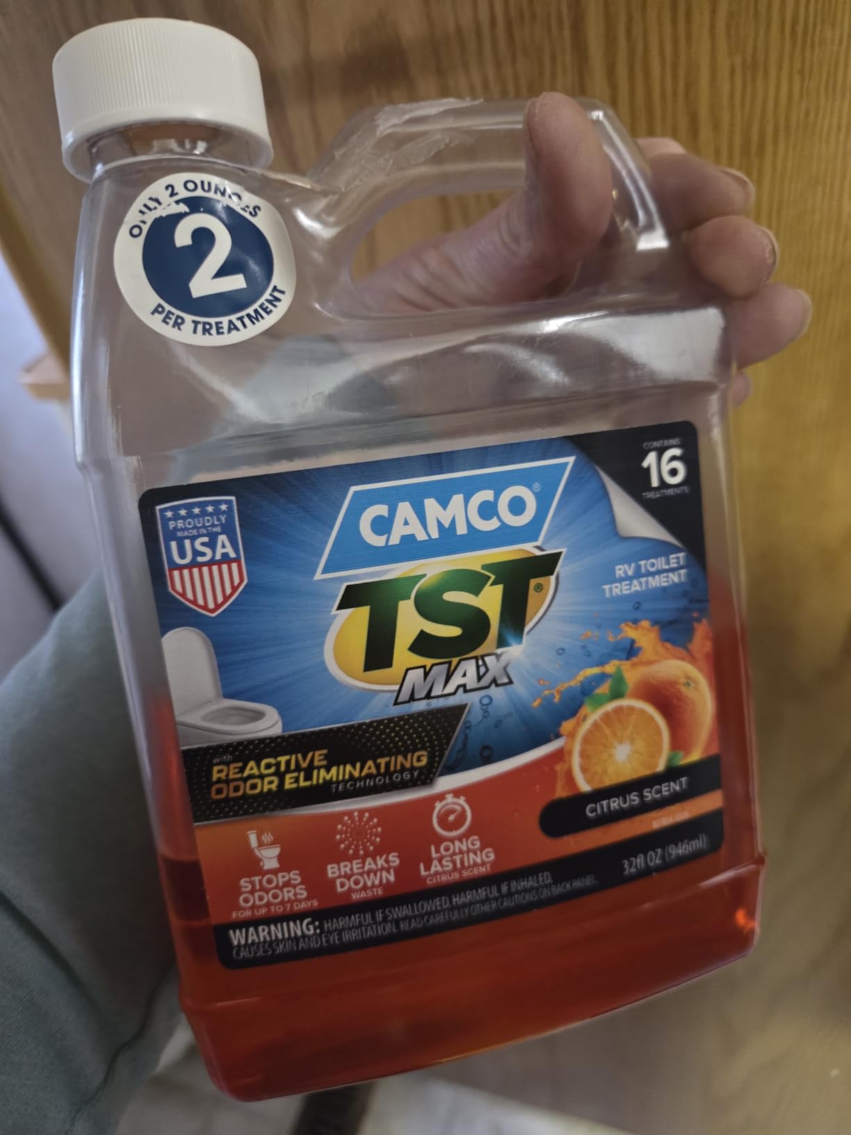 Camco TST MAX RV Toilet Treatment 1 Gallon - Orange Scent - Made in the USA customer photo 1