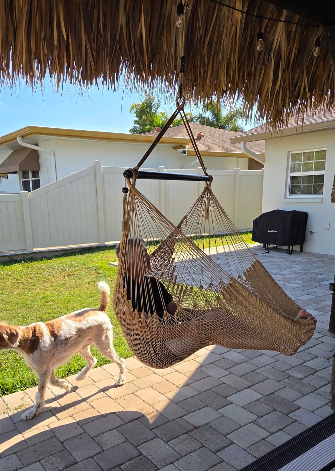Sunnydaze Hanging Hammock Chair Swing for Patio, Caribbean, Tan customer photo 1