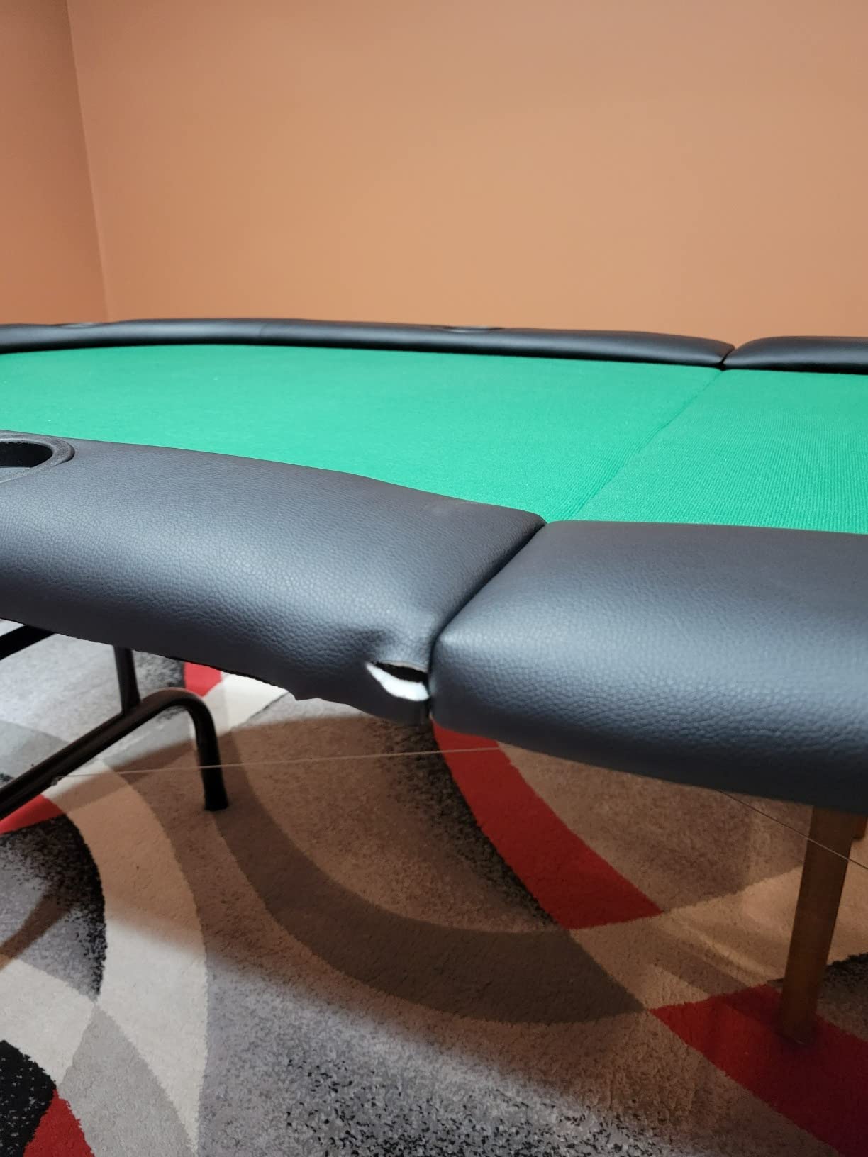GIANTEX 8 Player Poker Table Foldable, Folding Card Board Game Table w/8 Cup Holders & Comfy Armrests, Casino Grade Felt, Portable Oval Texas Holdem Blackjack Poker Tables, No Assemble Required customer photo 2